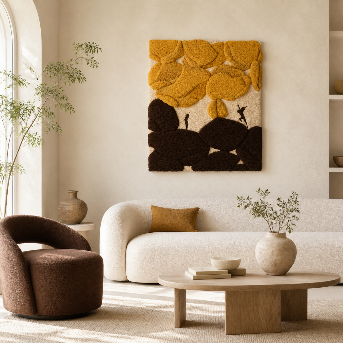 Wall art featuring a cat beneath marigolds, by Hewn Earth, showcasing a peaceful scene with vibrant flowers and a relaxed feline.