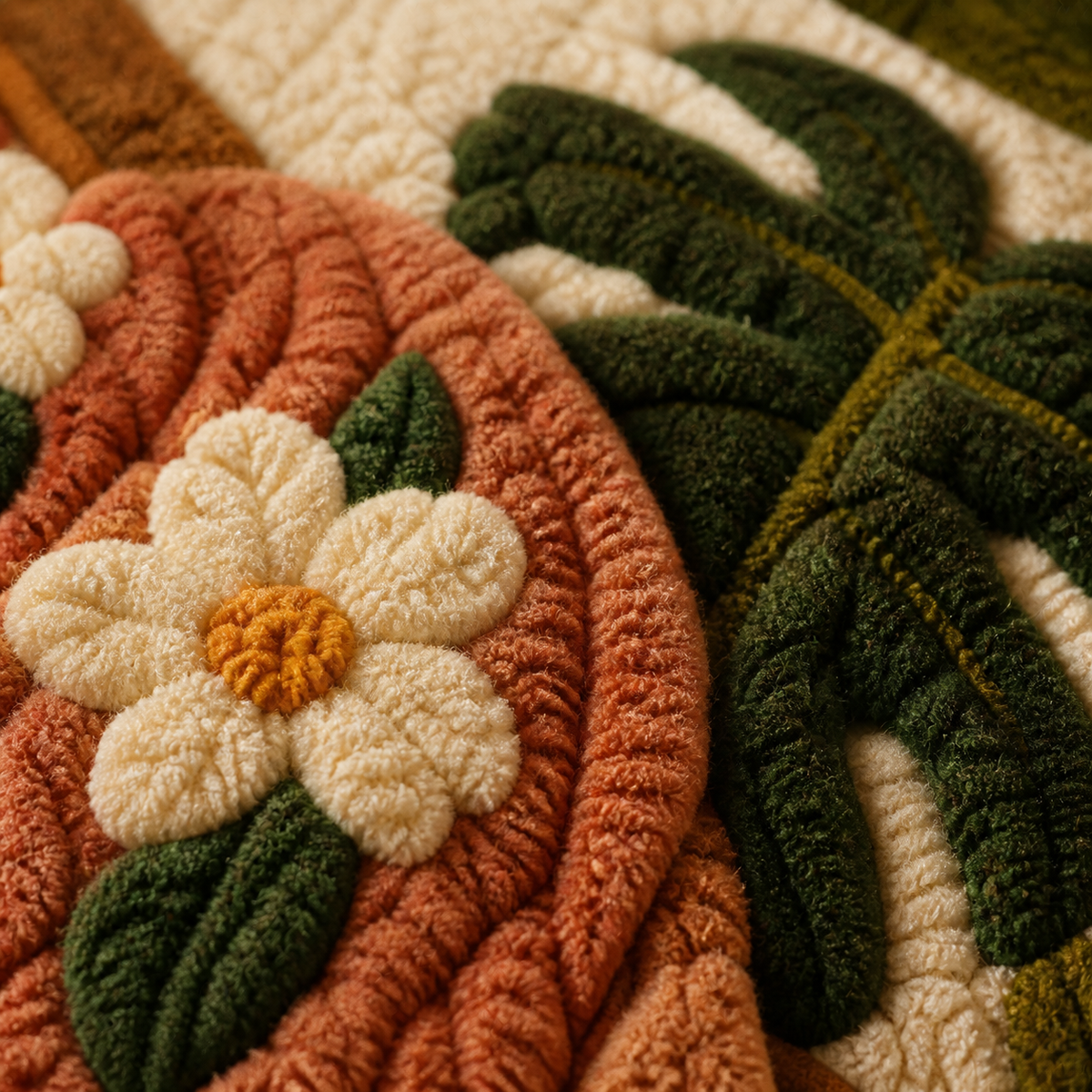 Close-up of Hewn Earth Harvest Bearer wall art showing detailed textured design and earthy tones.