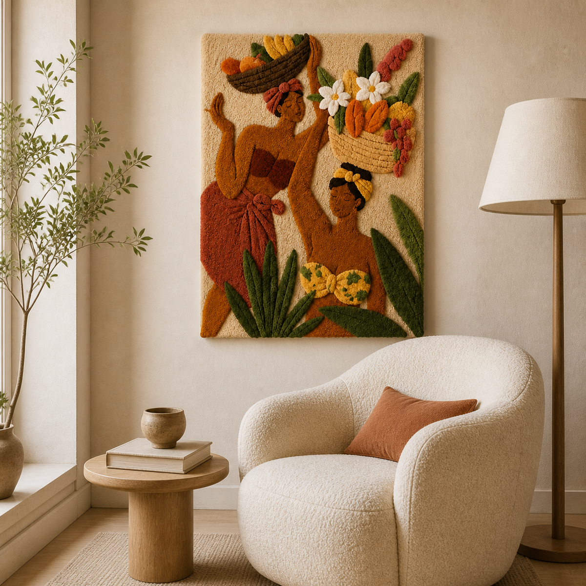Hewn Earth Garden Harvest wall art featuring vibrant botanical illustrations on a decorative wall decor piece.