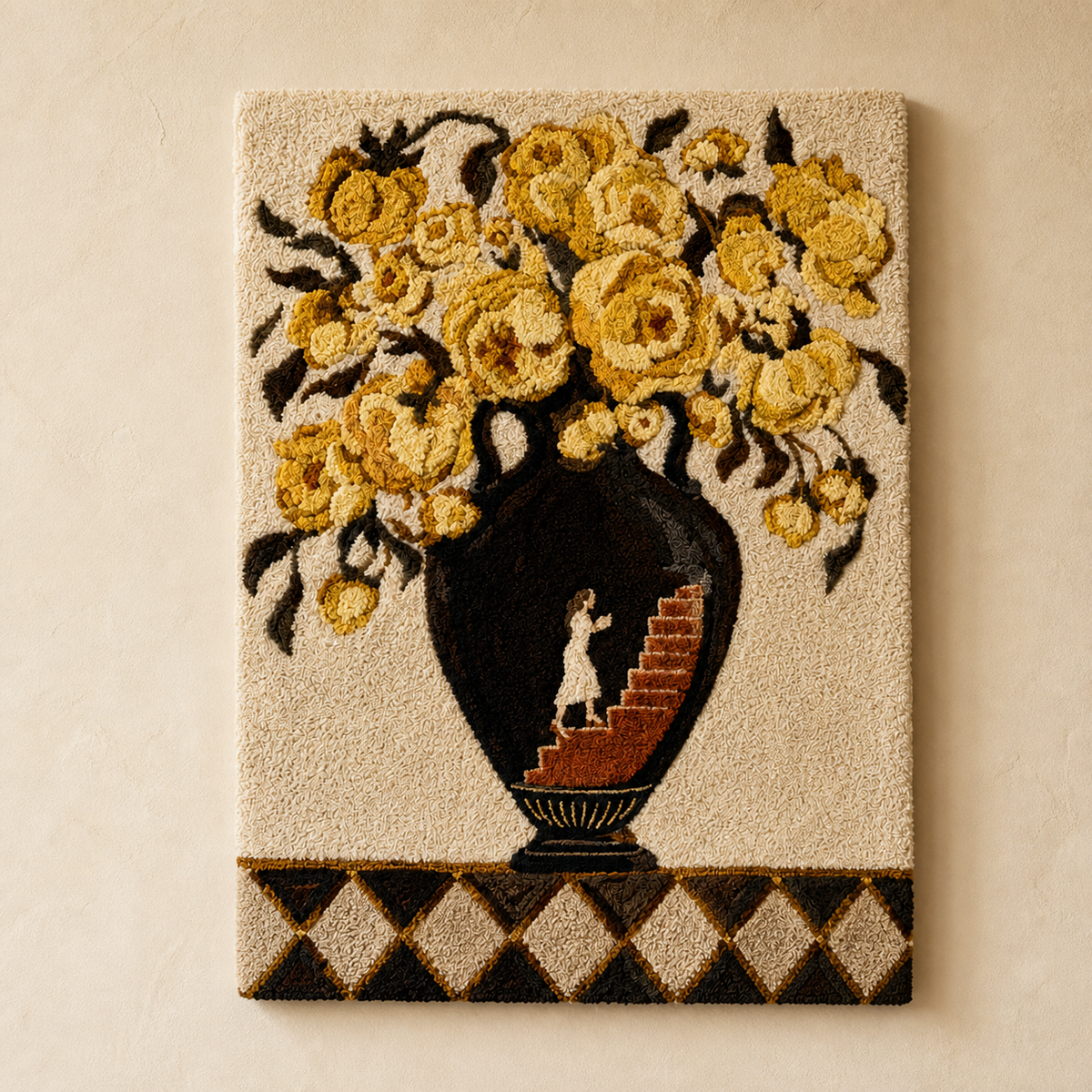 Golden Rose wall art by Hewn Earth featuring a detailed golden rose design on a textured background.