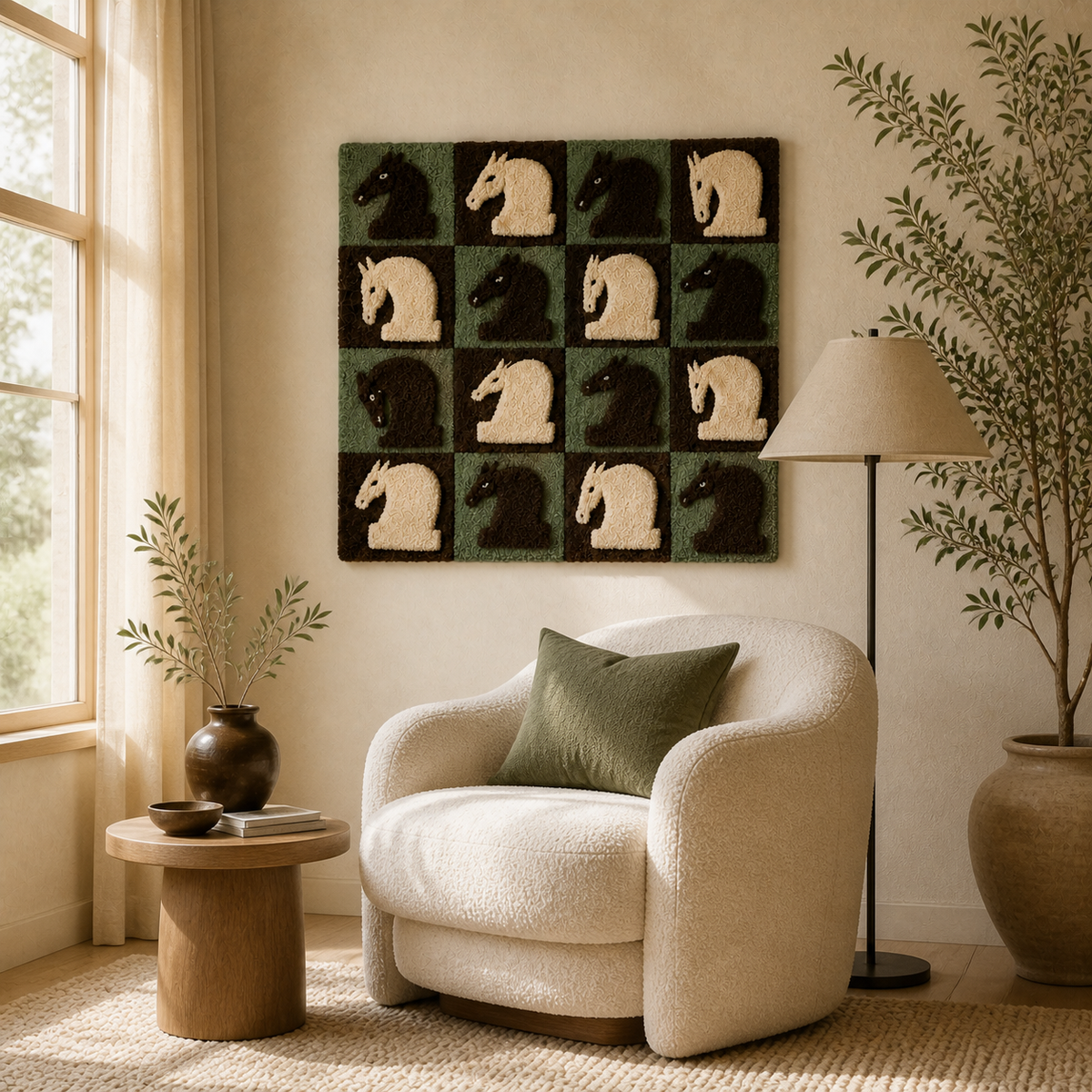 Midnight Knights wall art by Hewn Earth featuring a dark and detailed fantasy scene with armored knights and mystical elements.