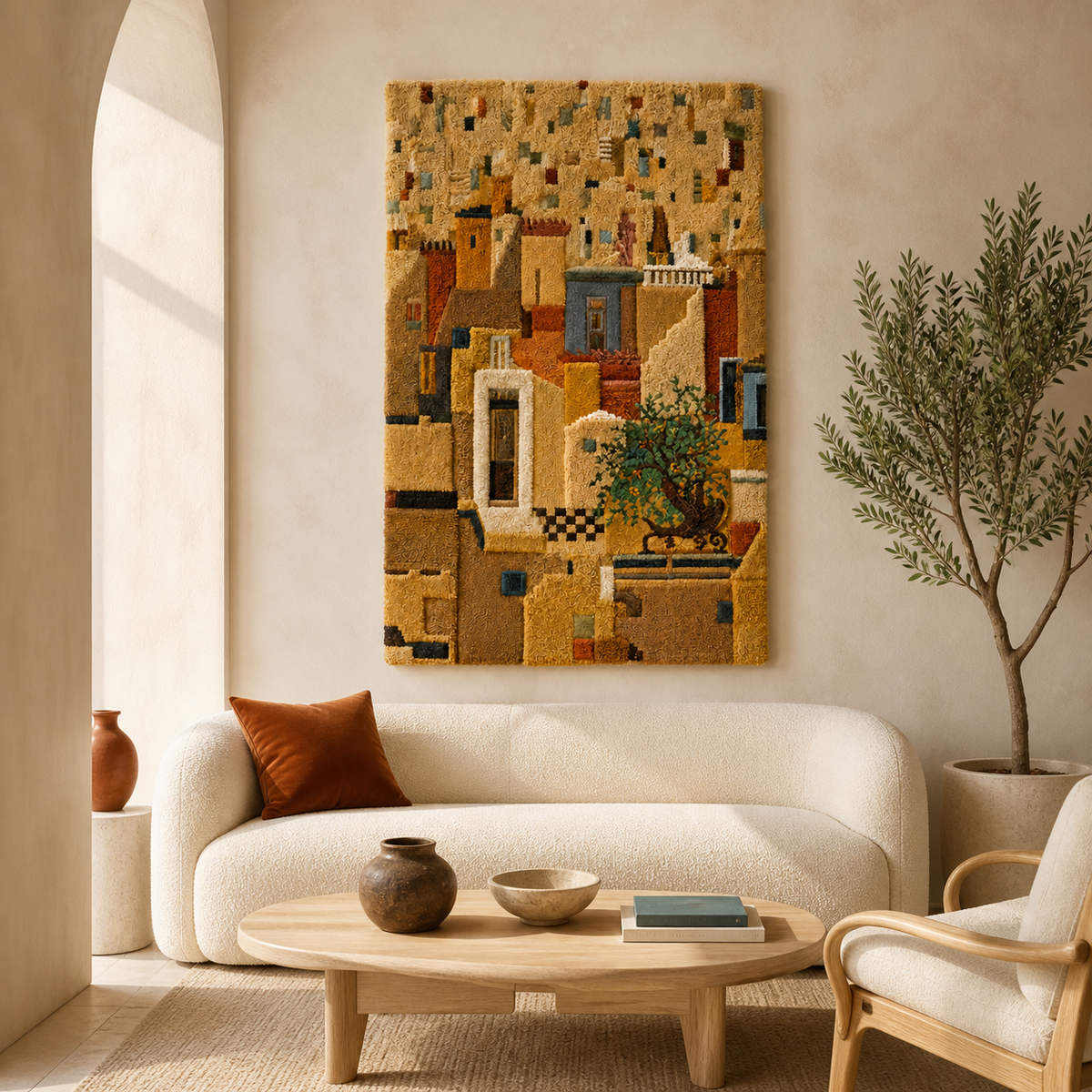 Ochre Courtyard wall art by Hewn Earth featuring warm-toned abstract design for modern interior decor.