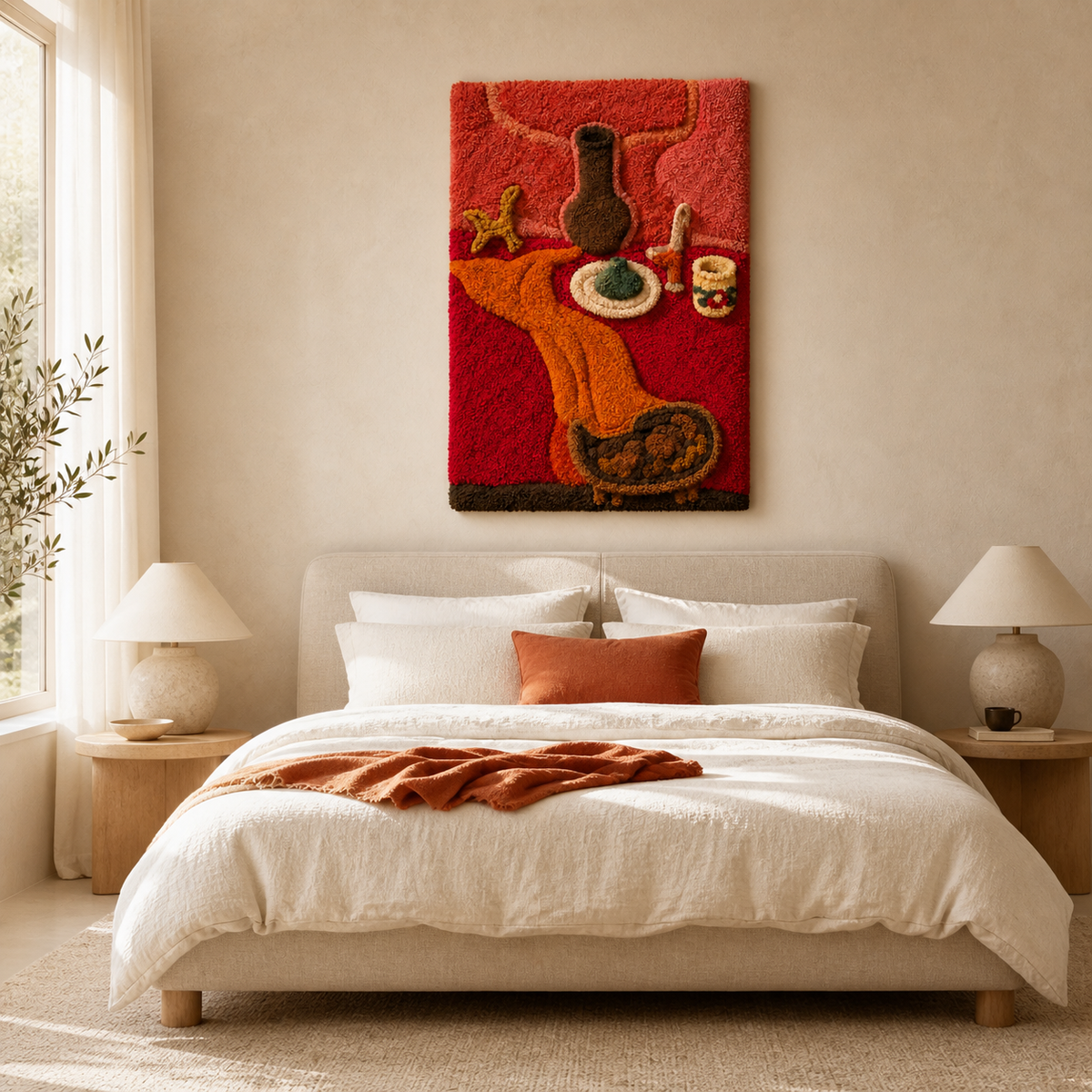 Red Wall Art by Hewn Earth featuring abstract ritual-inspired design, perfect for enhancing interior decor.
