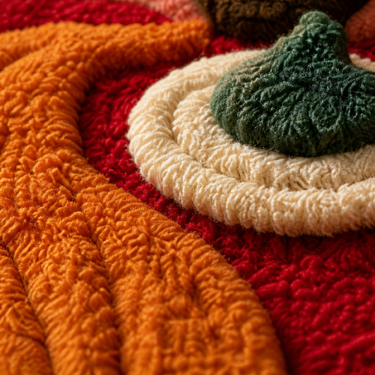 Close-up of Hewn Earth Red Table Ritual wall art featuring intricate textured details and vibrant red tones.