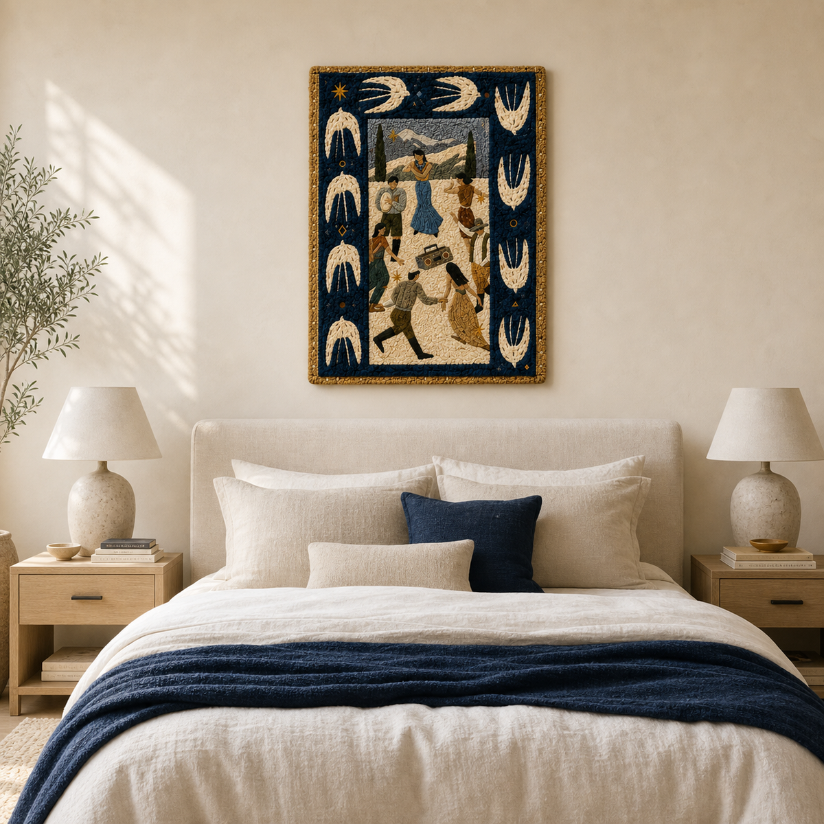Hewn Earth Moonlit Story Panel wall art featuring a serene moonlit landscape with detailed natural scenery.