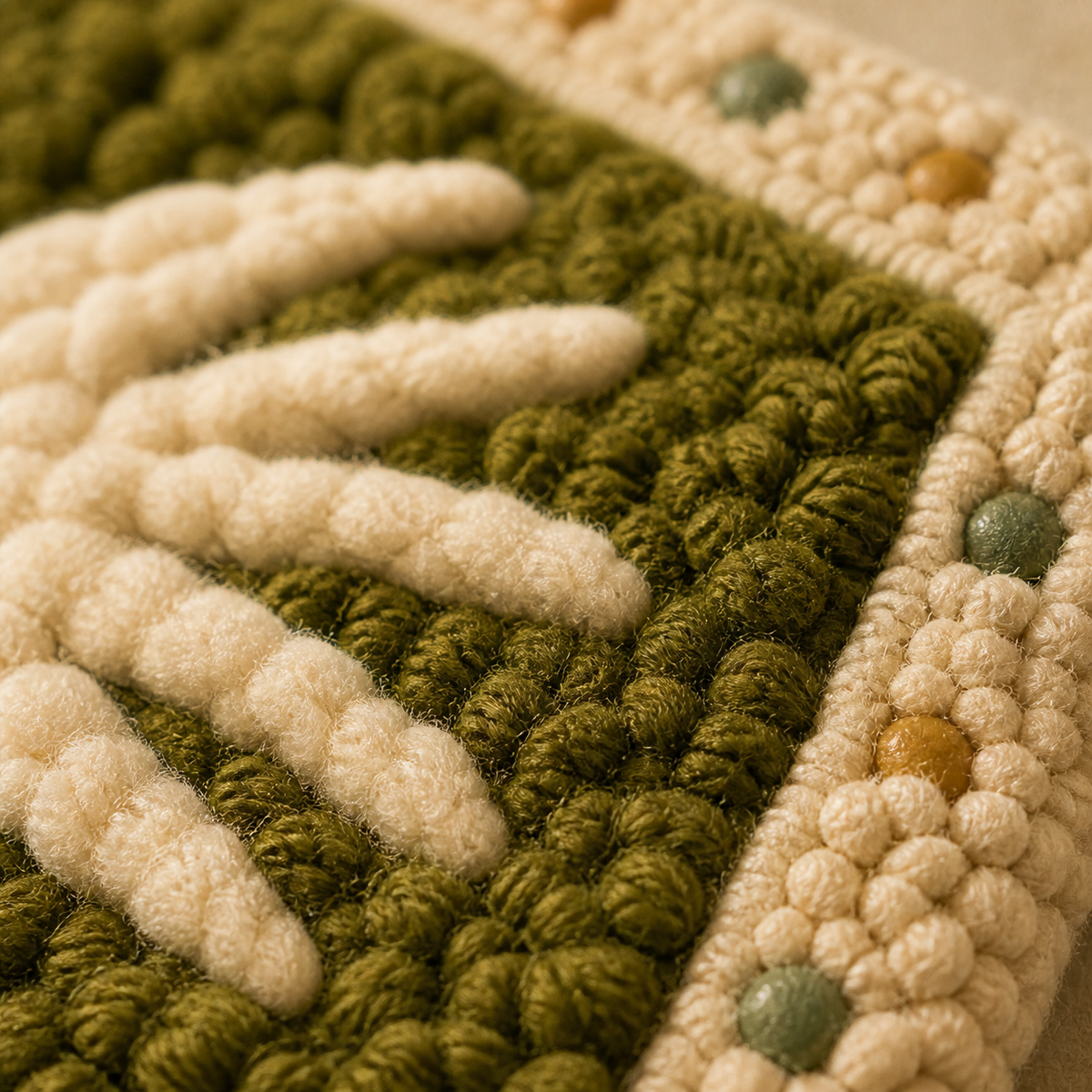 Close-up of Hewn Earth Olive Story Panel wall art featuring detailed olive branch illustration on textured background.
