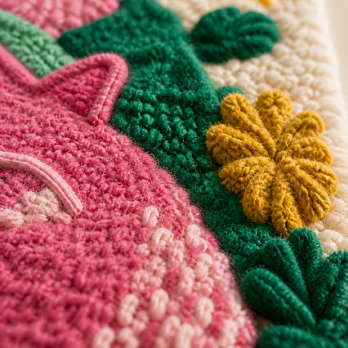 Pink Garden Cats wall art by Hewn Earth featuring colorful cat illustrations in a floral garden scene.