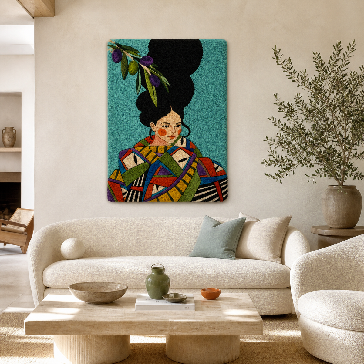 Teal Orchard Muse wall art by Hewn Earth featuring abstract botanical design on canvas.