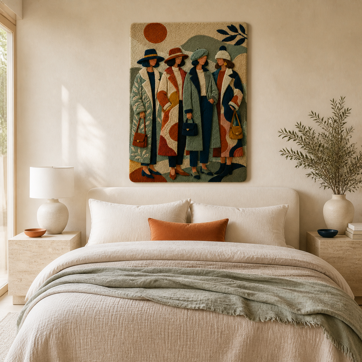 Sunlit Procession wall art by Hewn Earth featuring a vibrant, detailed landscape scene with warm sunlight and natural textures.