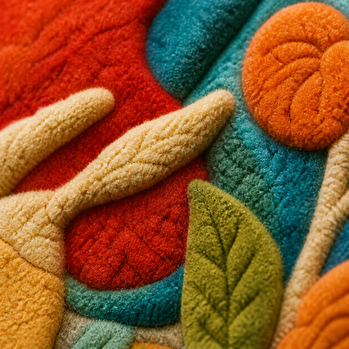 Close-up of detailed Carnival Grove wall art by Hewn Earth showcasing intricate natural landscape design.