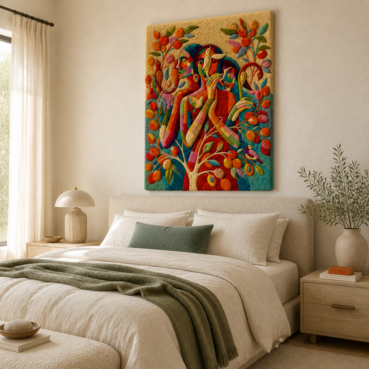 Hewn Earth Carnival Grove wall art featuring vibrant, abstract nature-inspired design on a canvas or print.