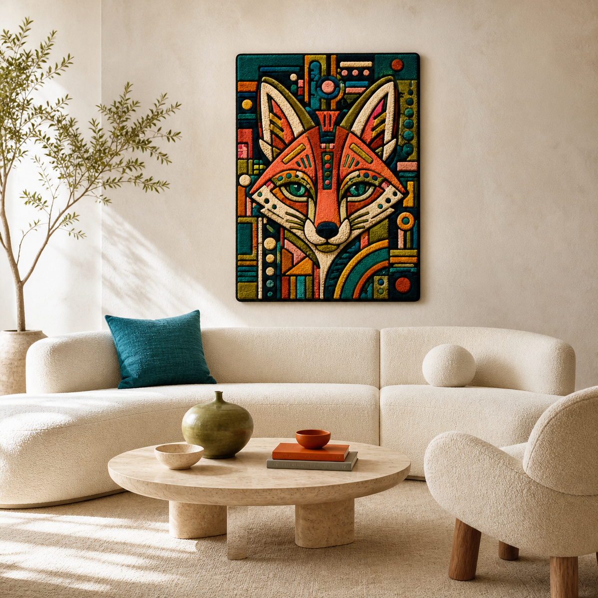 Hewn Earth Oracle Fox wall art featuring a detailed fox illustration on a textured background.