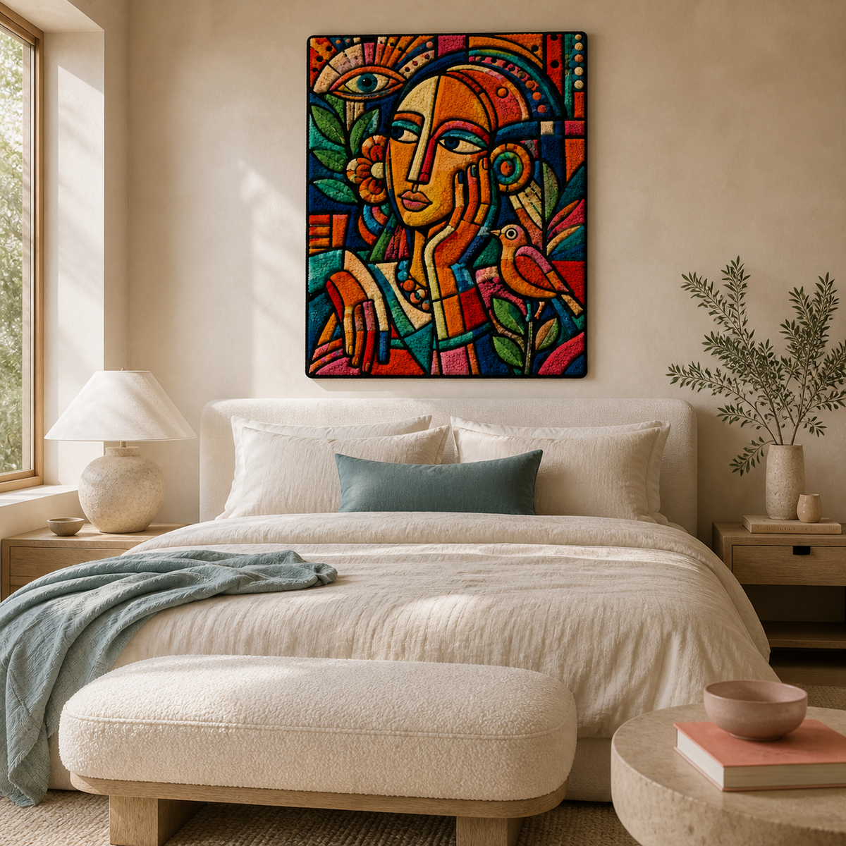 Hewn Earth Garden Oracle wall art featuring intricate outdoor-inspired designs on a decorative metal panel.