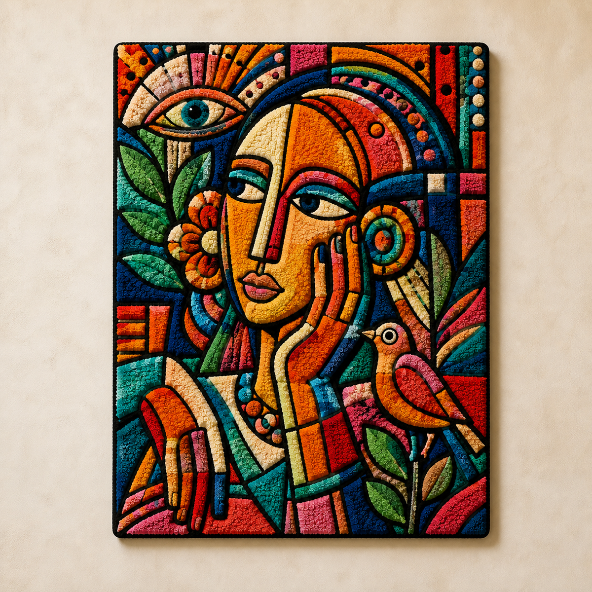 Hewn Earth Garden Oracle wall art featuring intricate natural designs on a textured background for garden decor.
