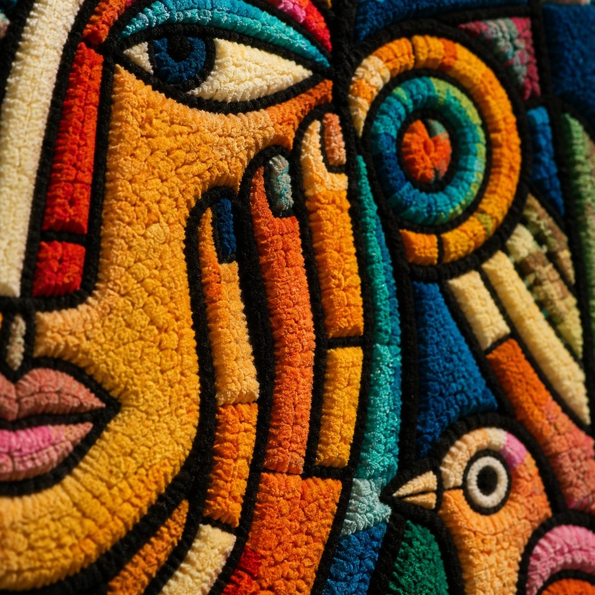 Close-up of Hewn Earth Garden Oracle wall art featuring intricate carved details and natural stone textures.