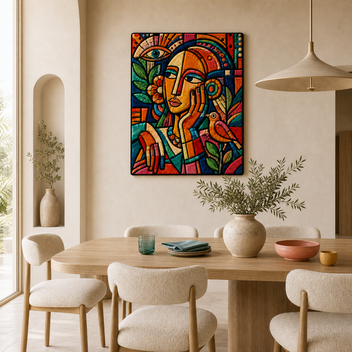 Hewn Earth Garden Oracle wall art featuring intricate design with natural textures, suitable for garden or outdoor decor.