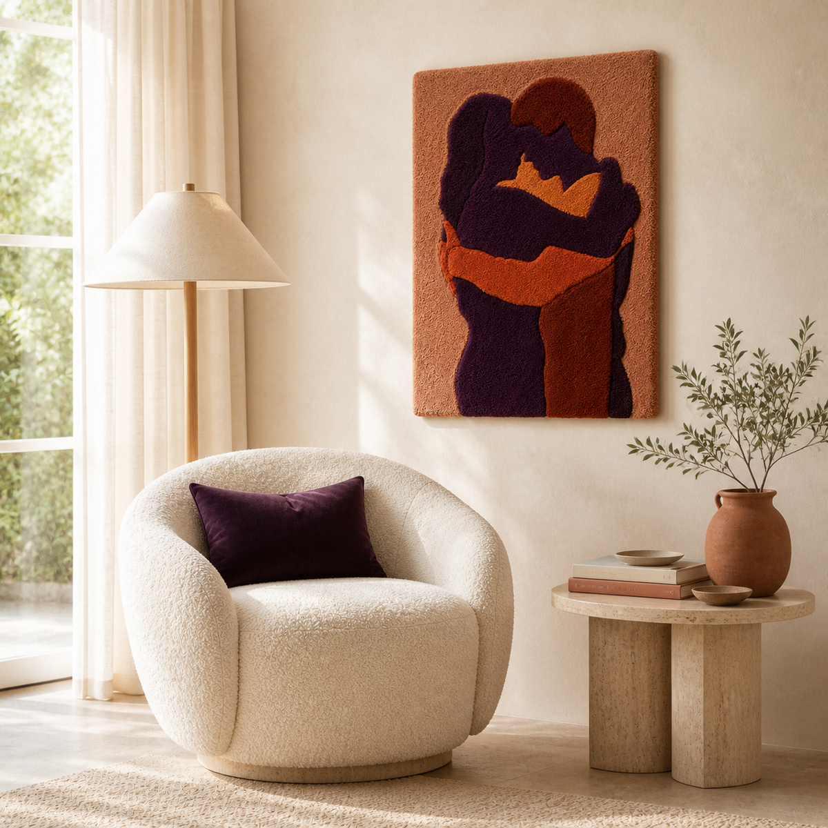 Hewn Earth Held Close wall art featuring a calming, nature-inspired design with earthy tones and textured details for home decor.