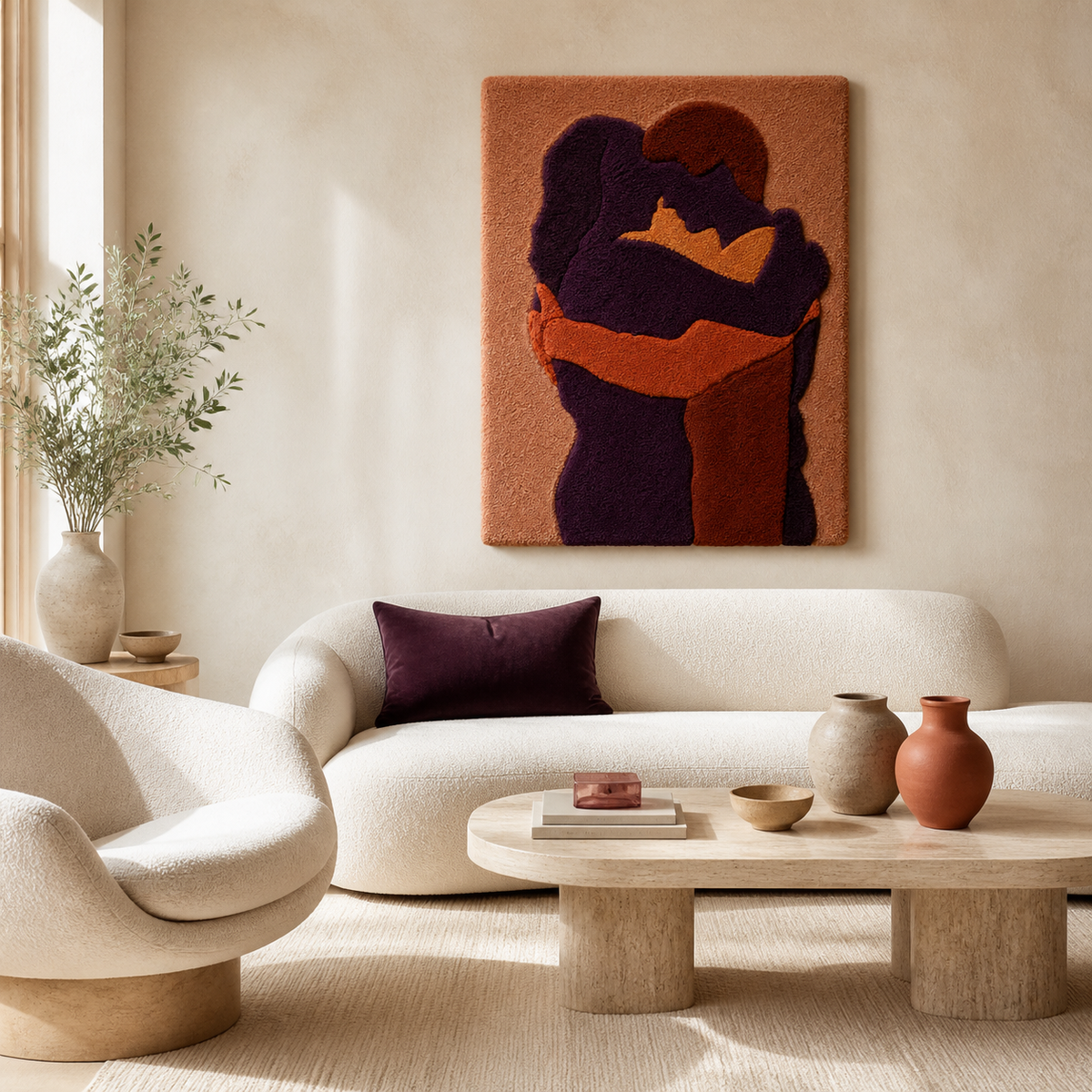 Hewn Earth Wall Art titled "Held Close" featuring abstract earthy tones and textured design for home decor.