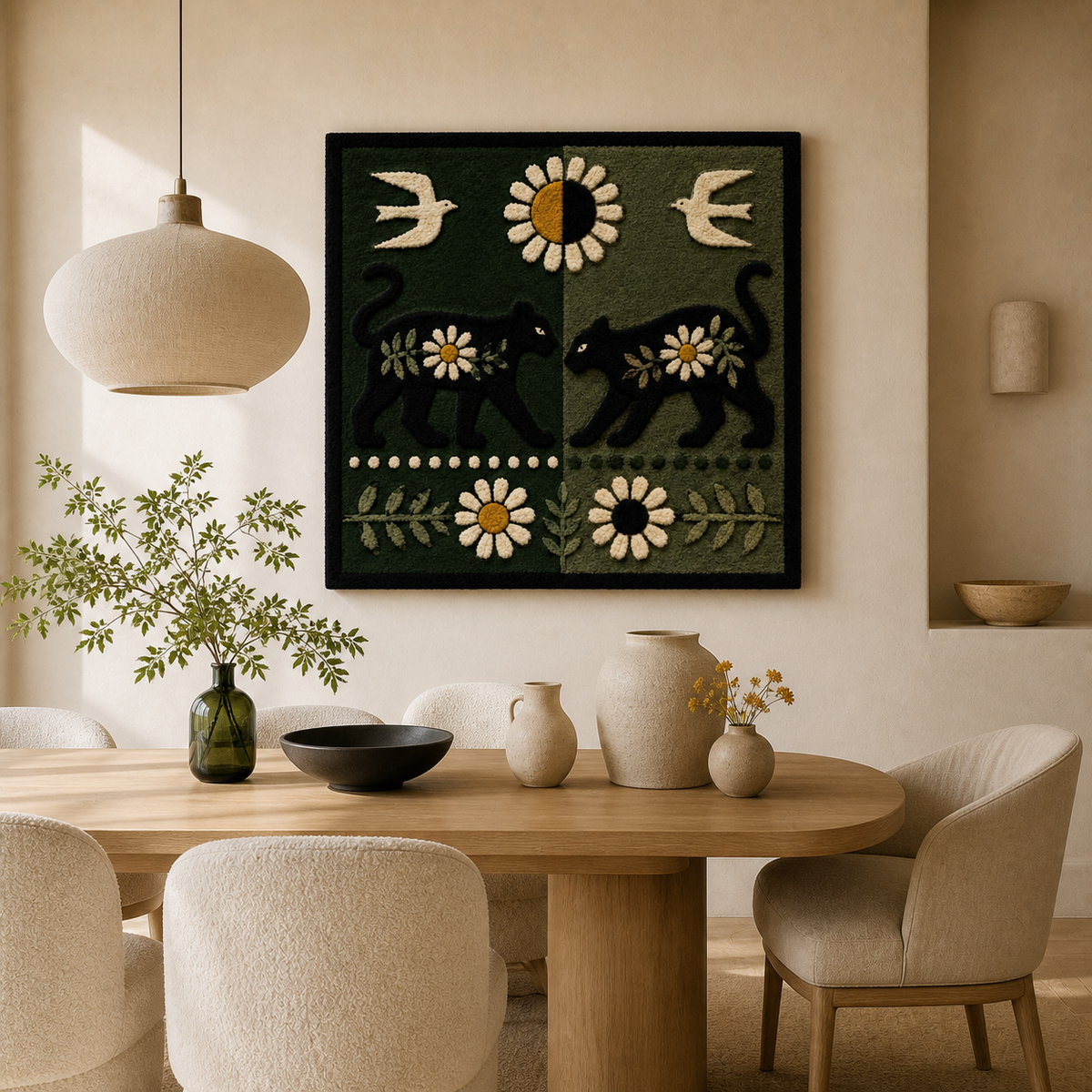 Midnight Hound Garden wall art by Hewn Earth featuring a detailed, dark-toned hound illustration on a neutral background.