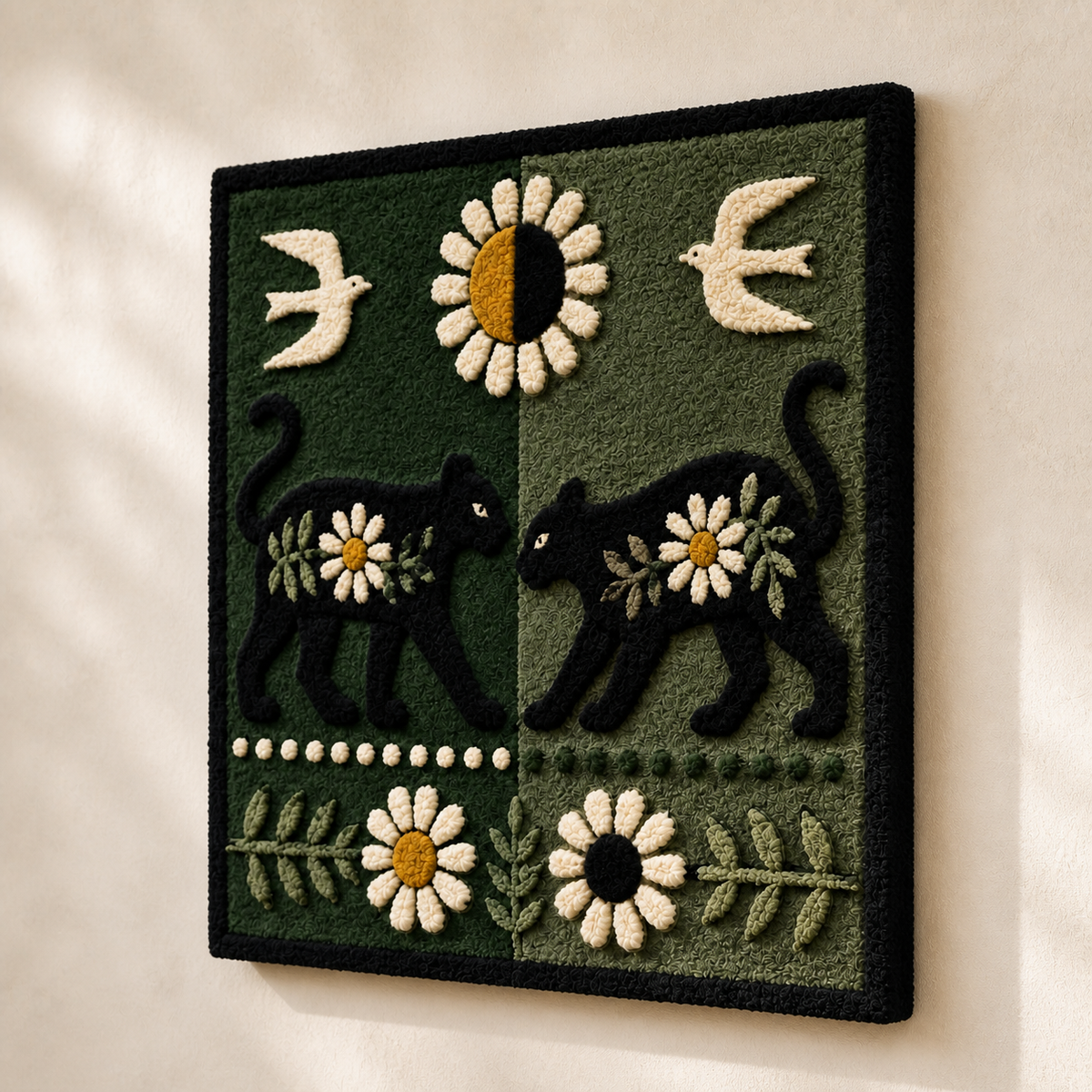 Hewn Earth Midnight Hound Garden wall art featuring a dark, detailed hound illustration on a textured background.
