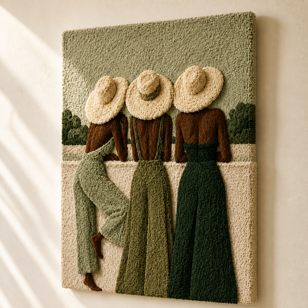 Three Hats at Dusk wall art by Hewn Earth, featuring a serene dusk scene with three hats set against a warm sky.