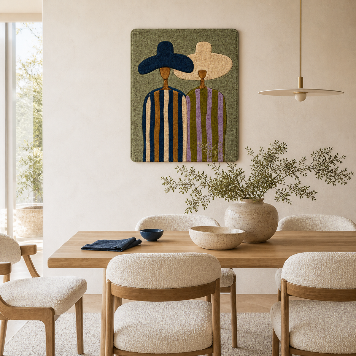 Hewn Earth Striped Companions wall art featuring colorful striped patterns on a framed print for modern home decor.