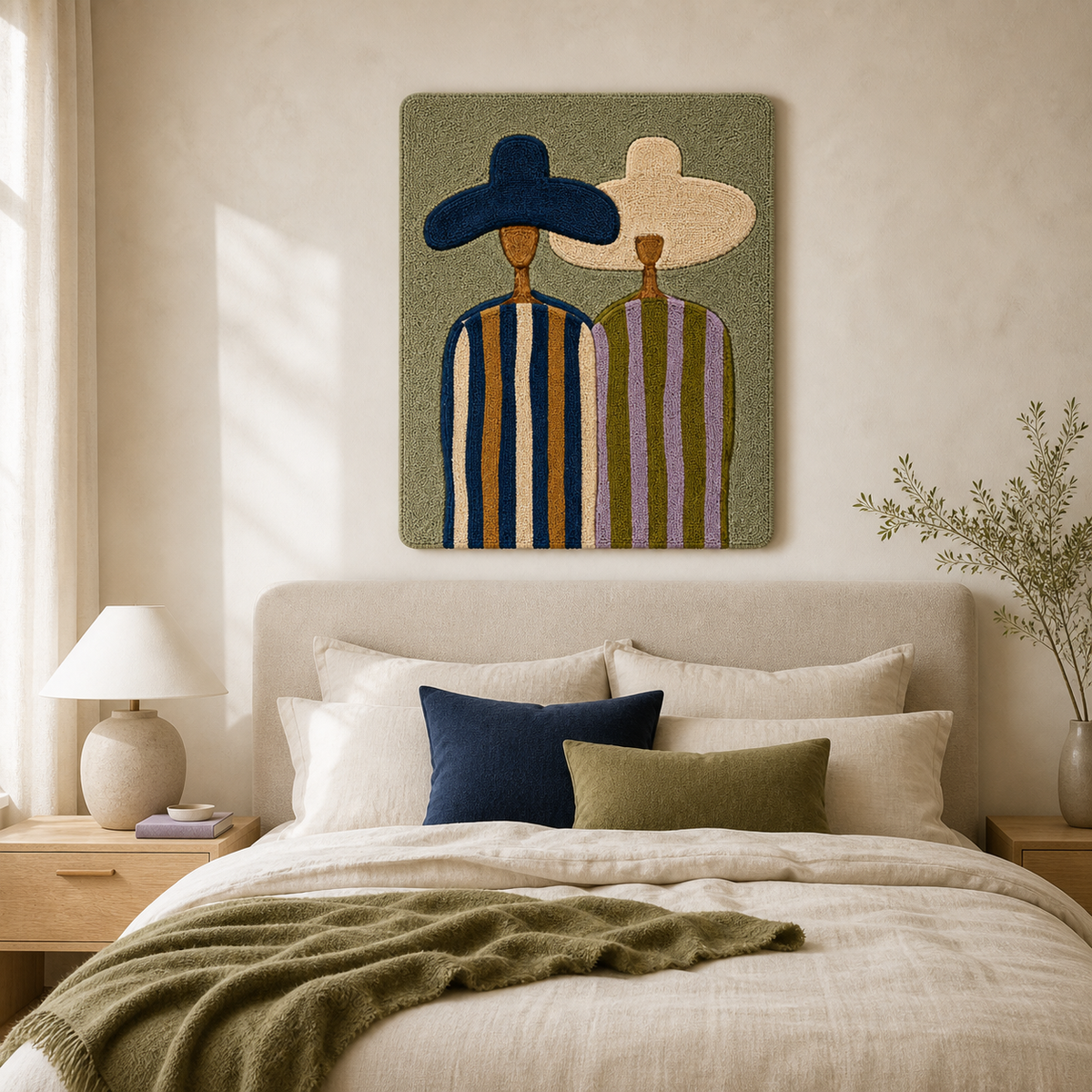 Hewn Earth striped companions wall art featuring colorful, abstract striped patterns on a canvas artwork for home decor.