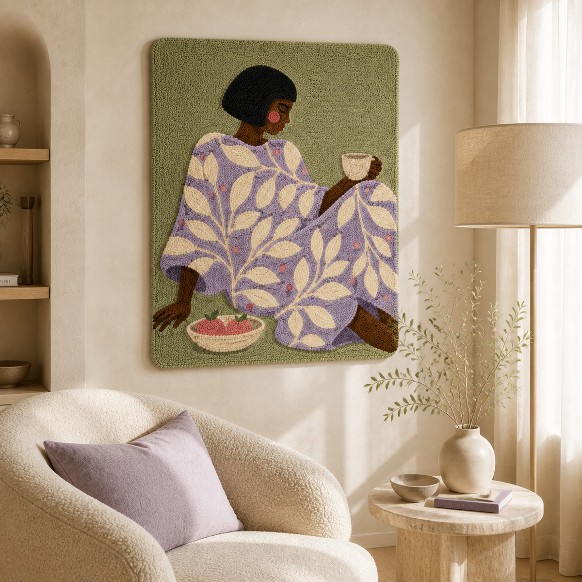 Hewn Earth Lavender Leaf Rest wall art featuring a detailed illustration of lavender leaves for natural home decor.