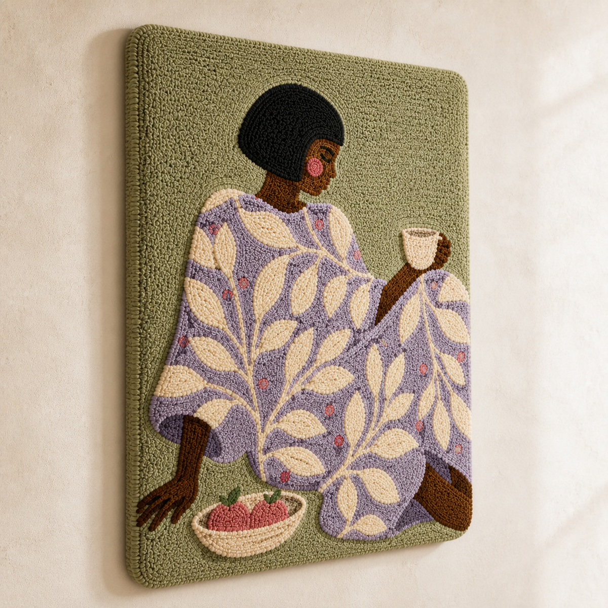 Hewn Earth Lavender Leaf Rest wall art featuring a serene lavender leaf design on a light background.