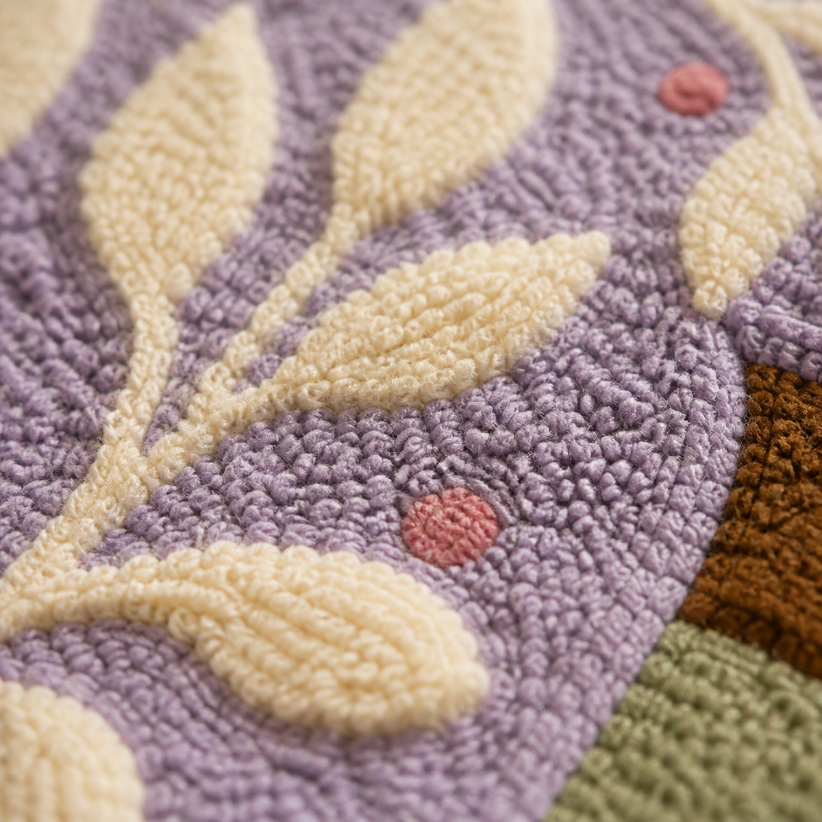 Detailed close-up of Hewn Earth Lavender Leaf Rest wall art, showcasing textured lavender leaf design on a neutral background.