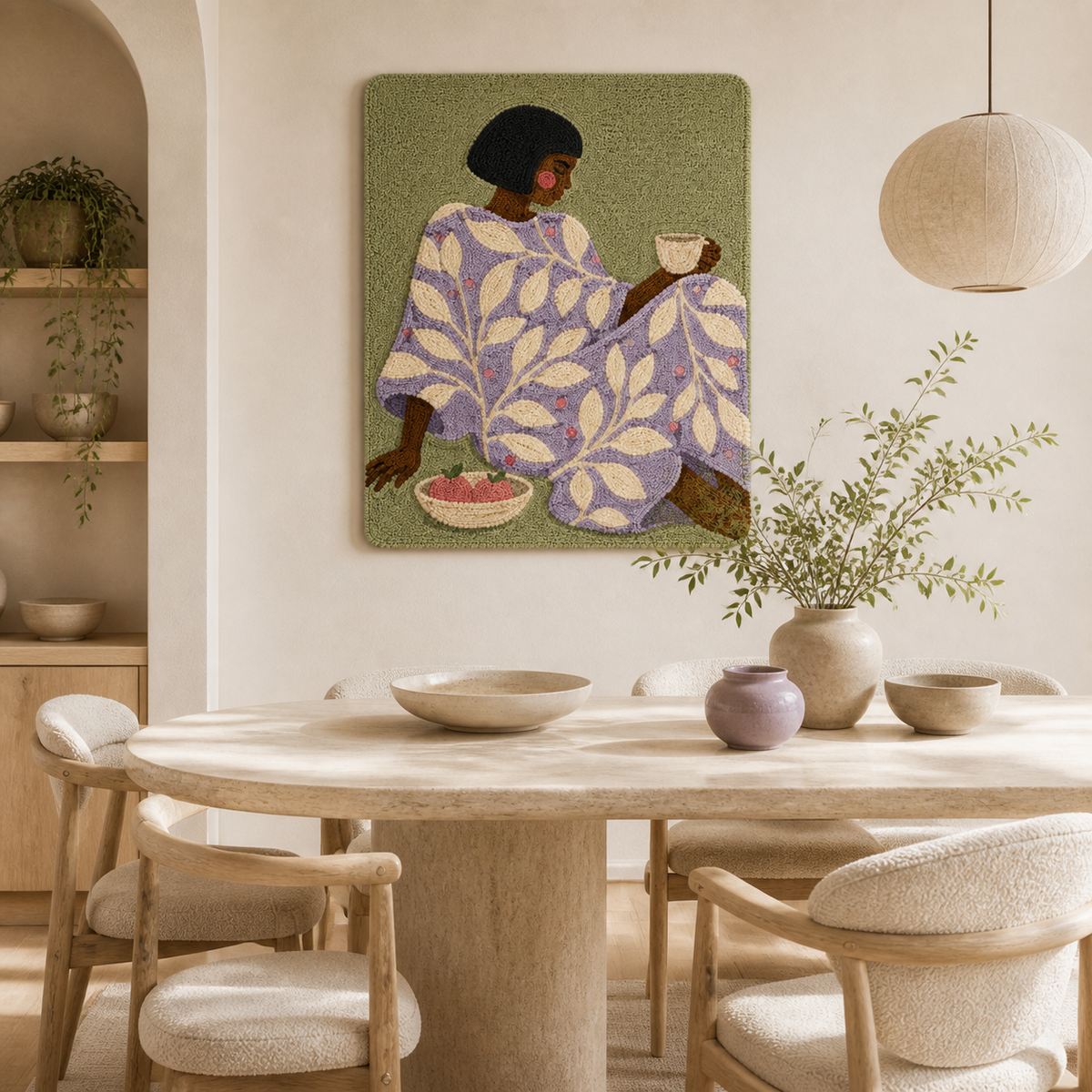Hewn Earth Lavender Leaf Rest wall art featuring a detailed illustration of lavender leaves on a neutral background.