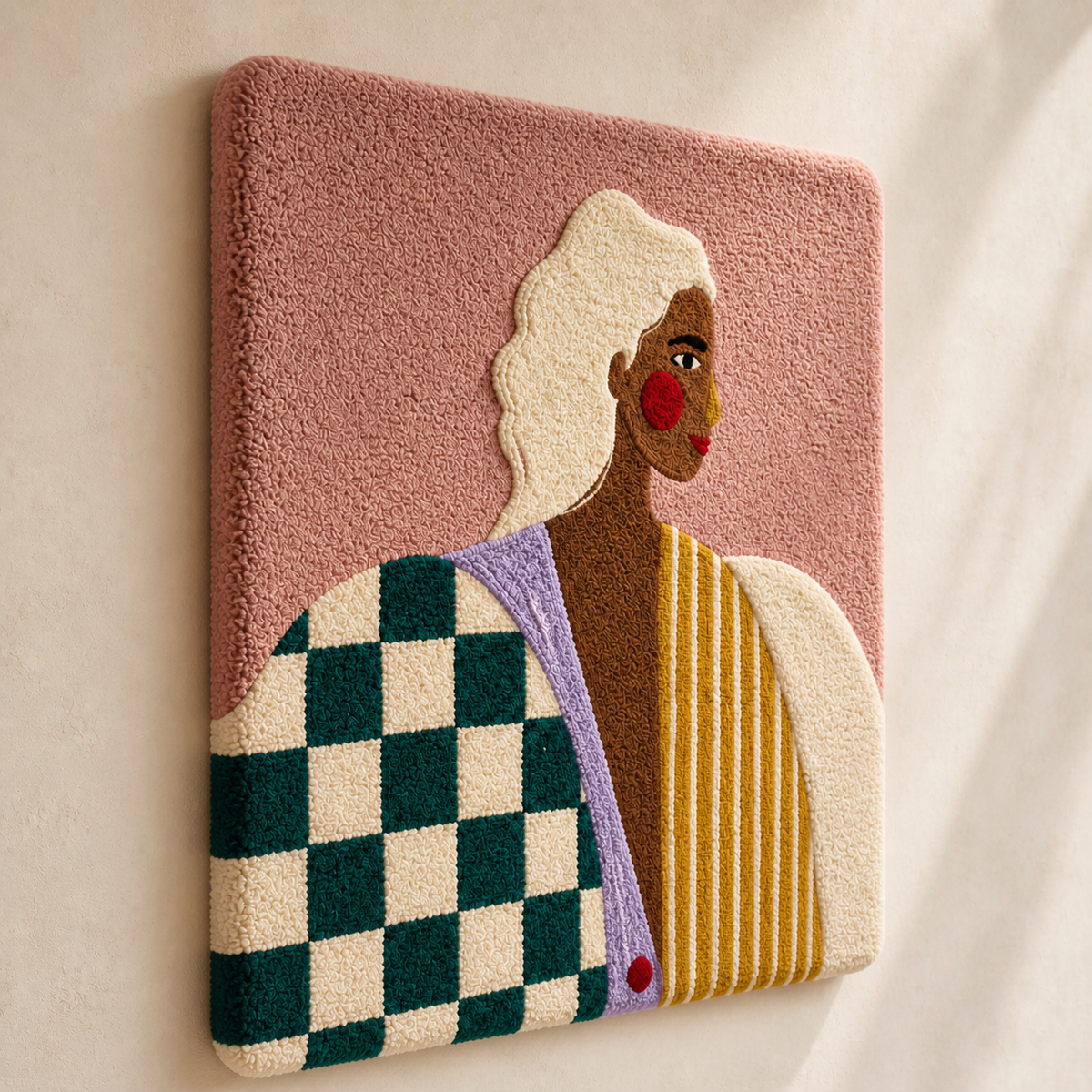Checkered Muse wall art by Hewn Earth featuring a modern checkered design on a canvas background.