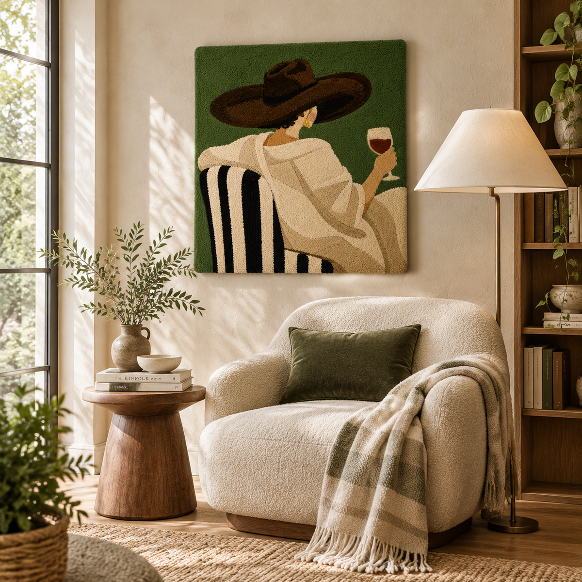 Hewn Earth Sage Wine Pause wall art featuring elegant lettering on a neutral background for home decor.