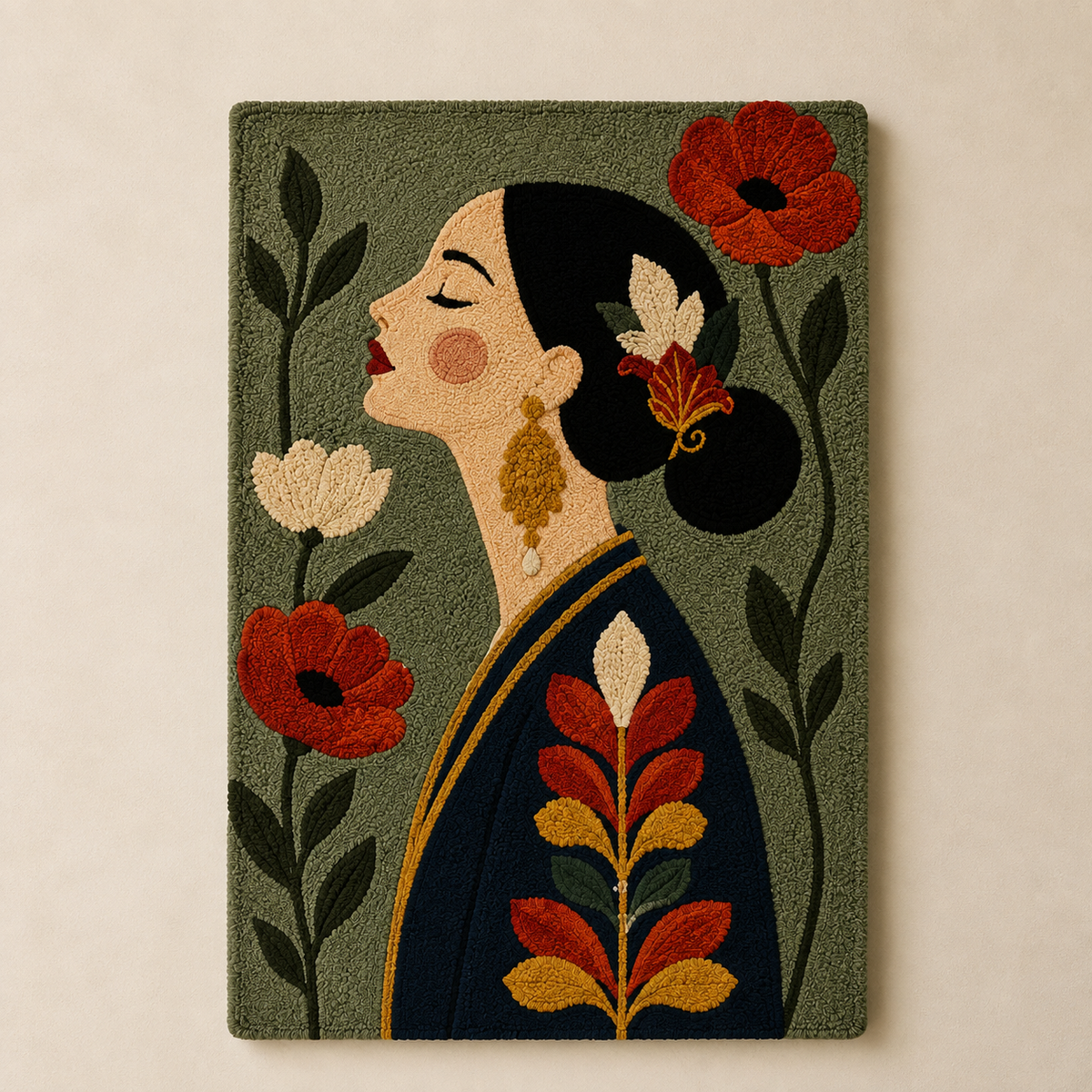 Hewn Earth Poppy Profile wall art, minimalist botanical illustration on a neutral background, perfect for modern home decor