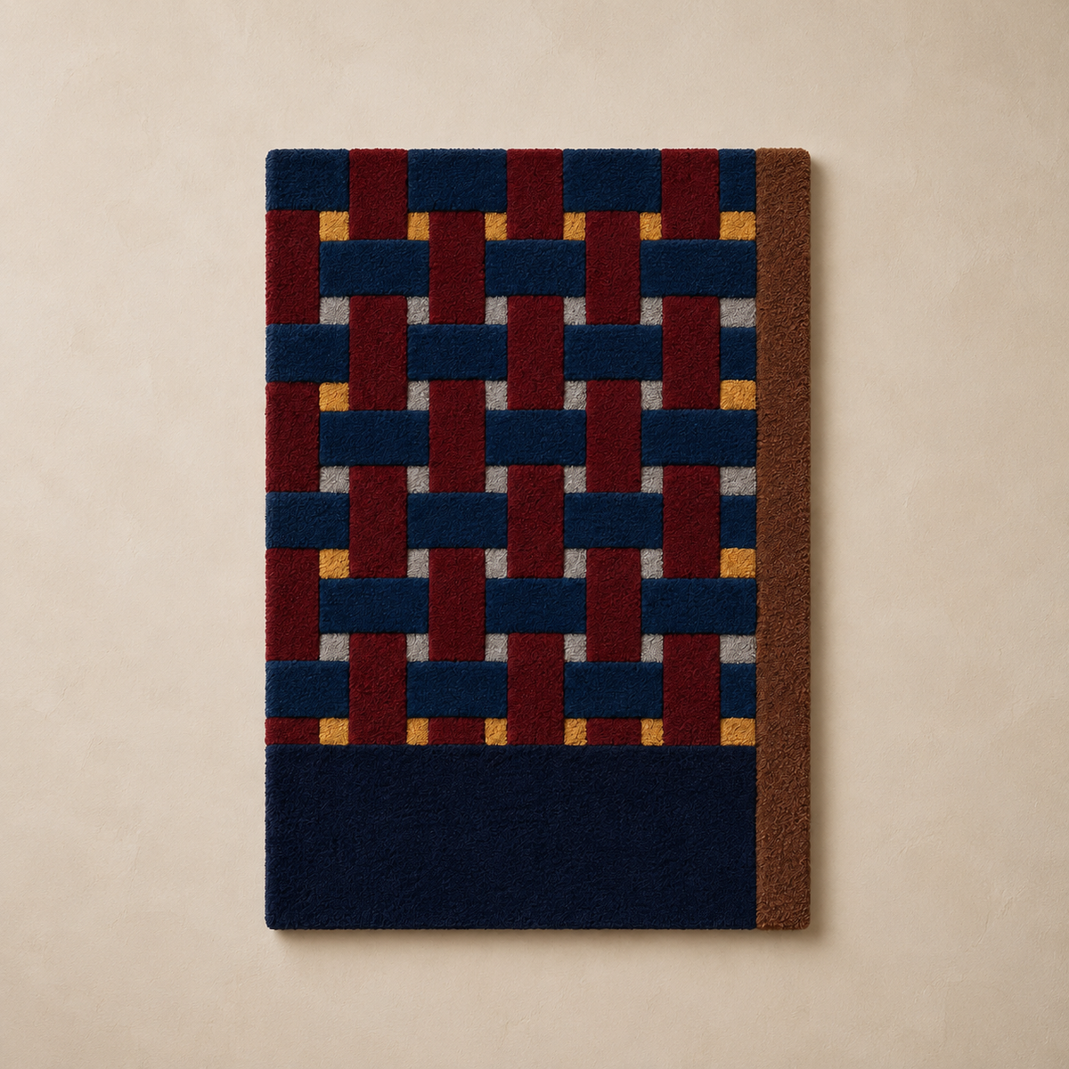 Burgundy weave grid wall art by Hewn Earth, featuring a textured, woven design in rich burgundy tones for modern interior decor.