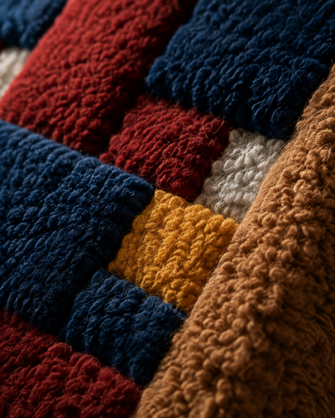 Close-up of Hewn Earth Burgundy Weave Grid wall art showing woven textile detail and rich burgundy color.