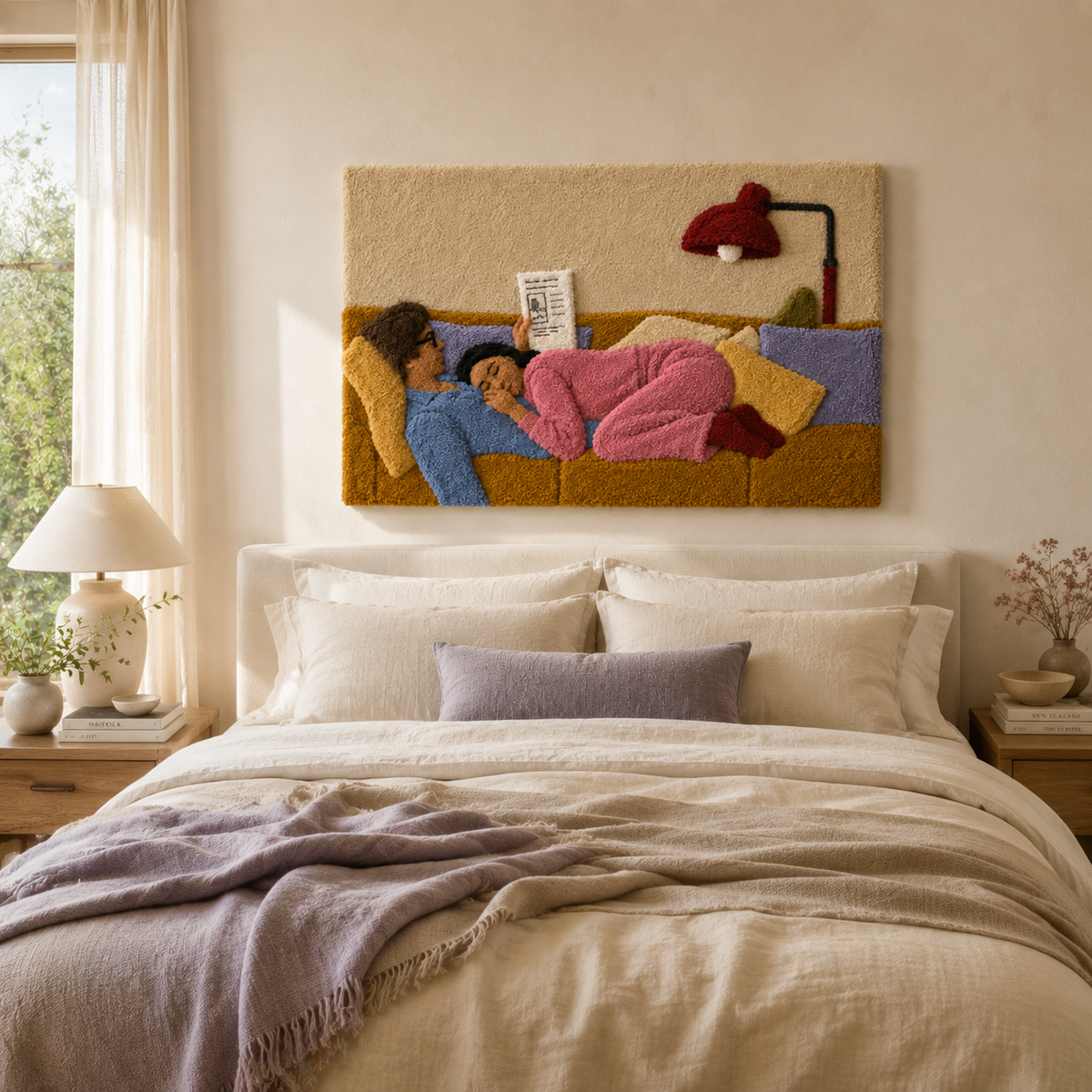 Hewn Earth Sunday Lamp Reader wall art featuring a detailed illustration of a vintage lamp and intricate botanical elements.