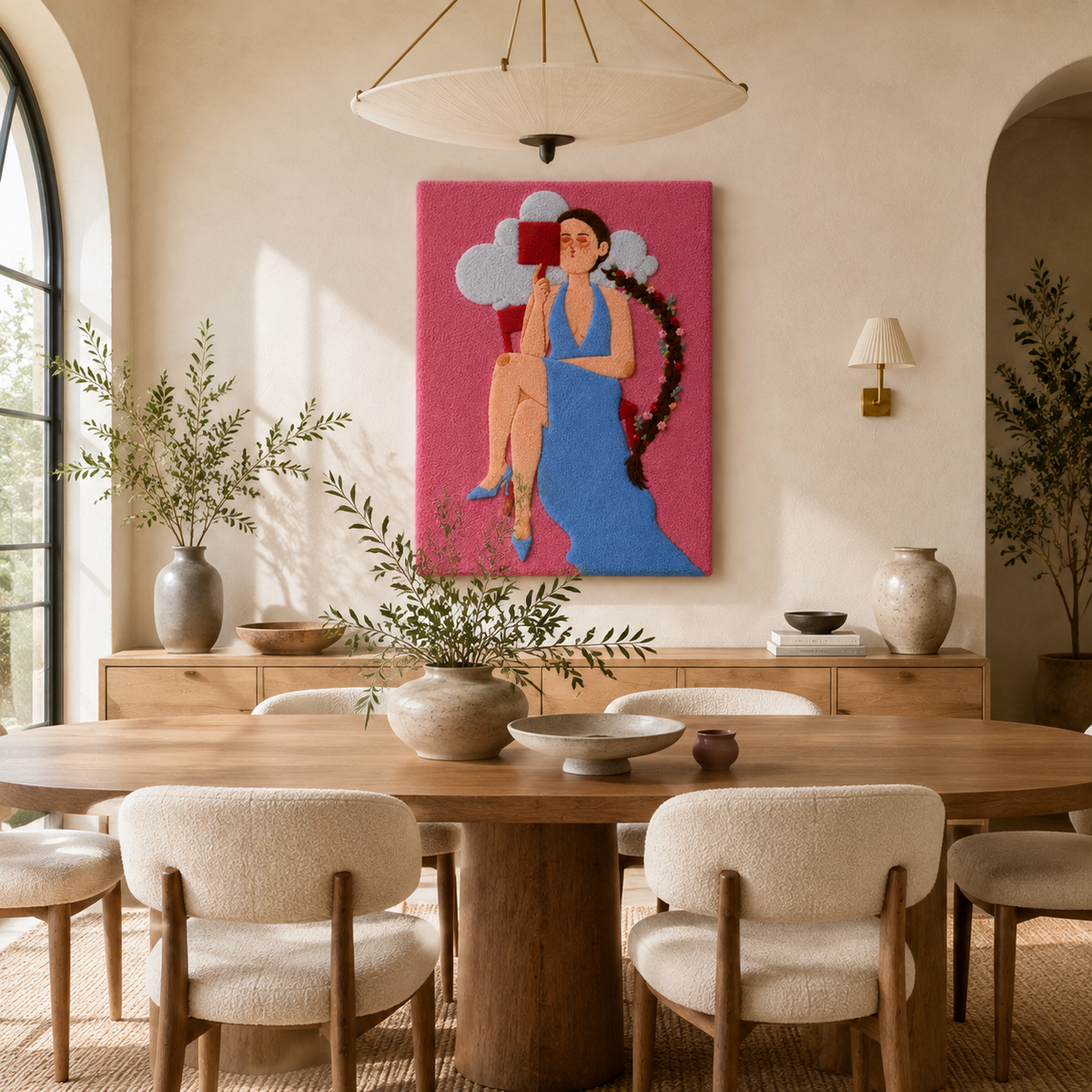 Hewn Earth Rose Atelier wall art featuring a vibrant, detailed rose design on a textured background.