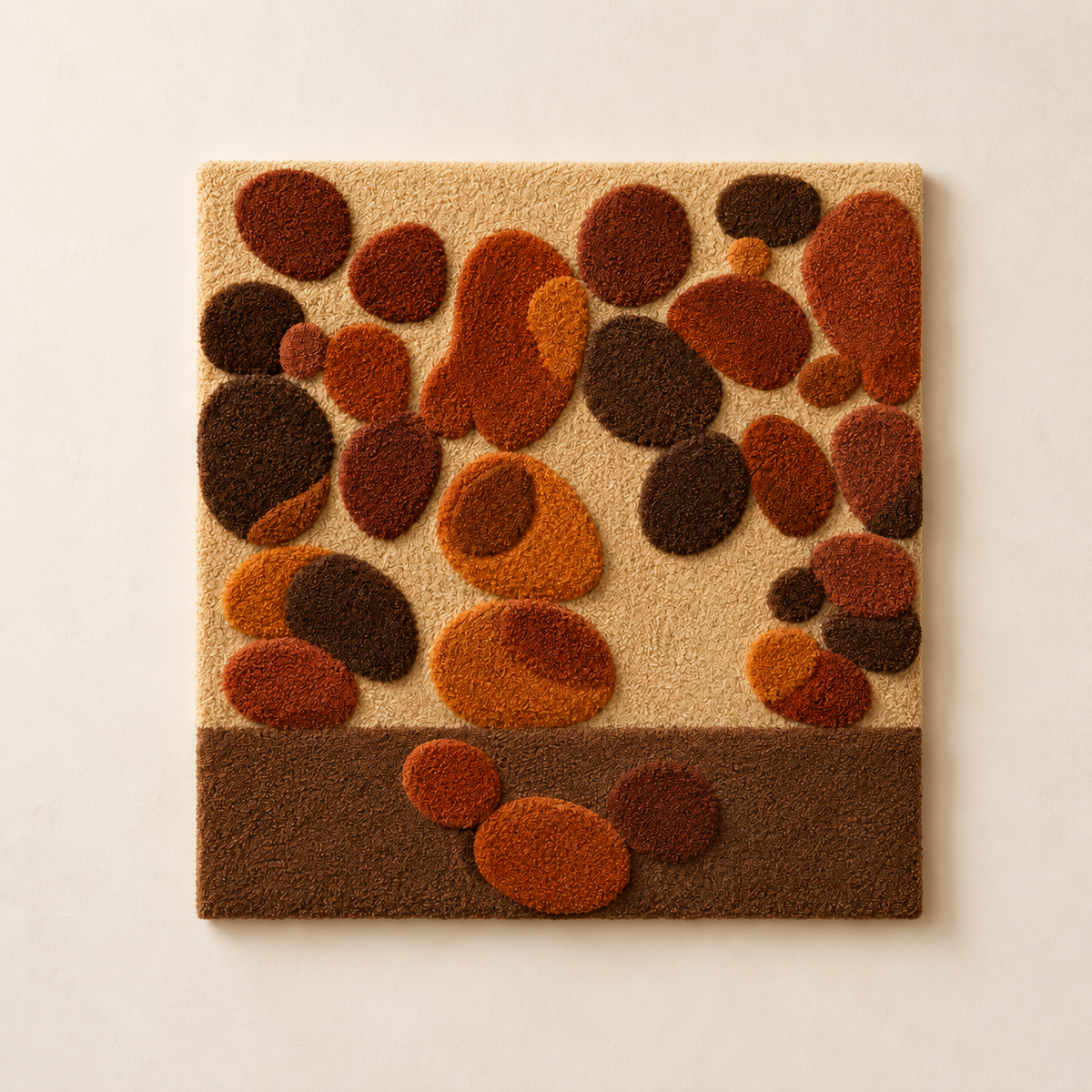 Hewn Earth Autumn Pebble Field wall art featuring a natural landscape with warm autumn tones and pebbles, perfect for home decor.
