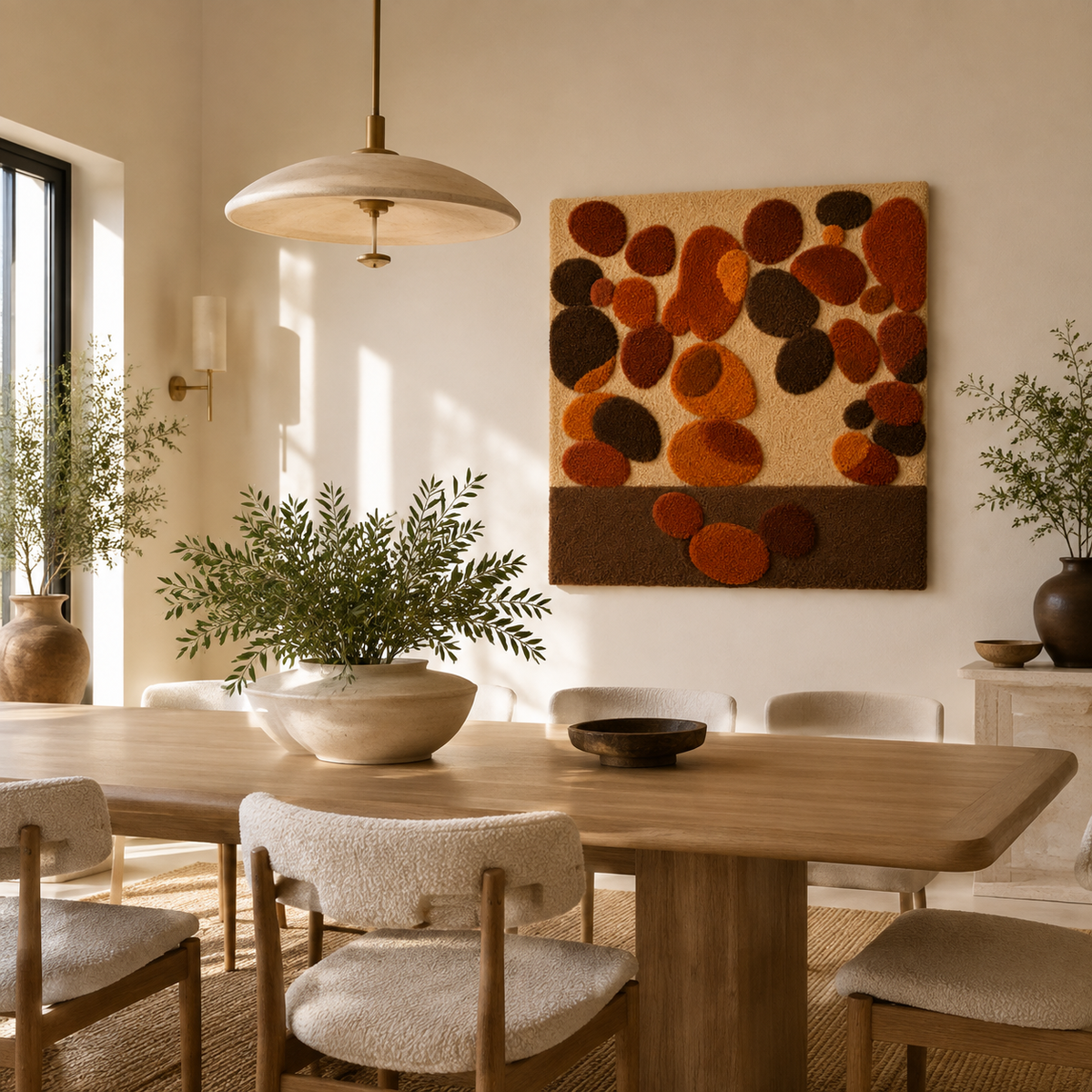 Hewn Earth Autumn Pebble Field wall art featuring a natural landscape with colorful pebbles and earthy tones.