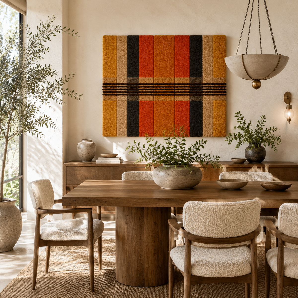 Autumn Check wall art by Hewn Earth featuring a warm, checkered pattern in earthy tones for cozy home decor.