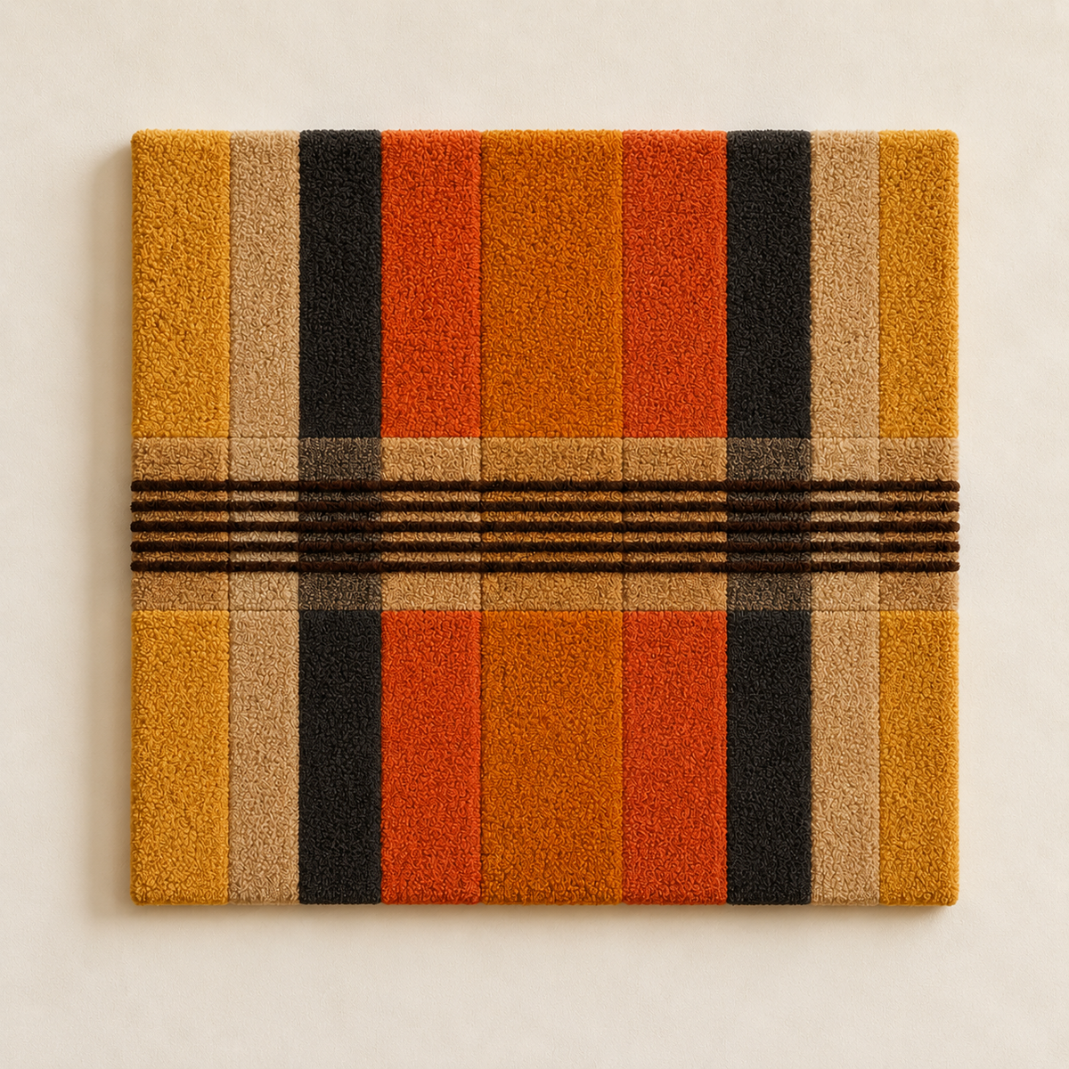 Autumn Check Hewn Earth wall art featuring a warm, checkered design in earthy tones, perfect for modern home decor.