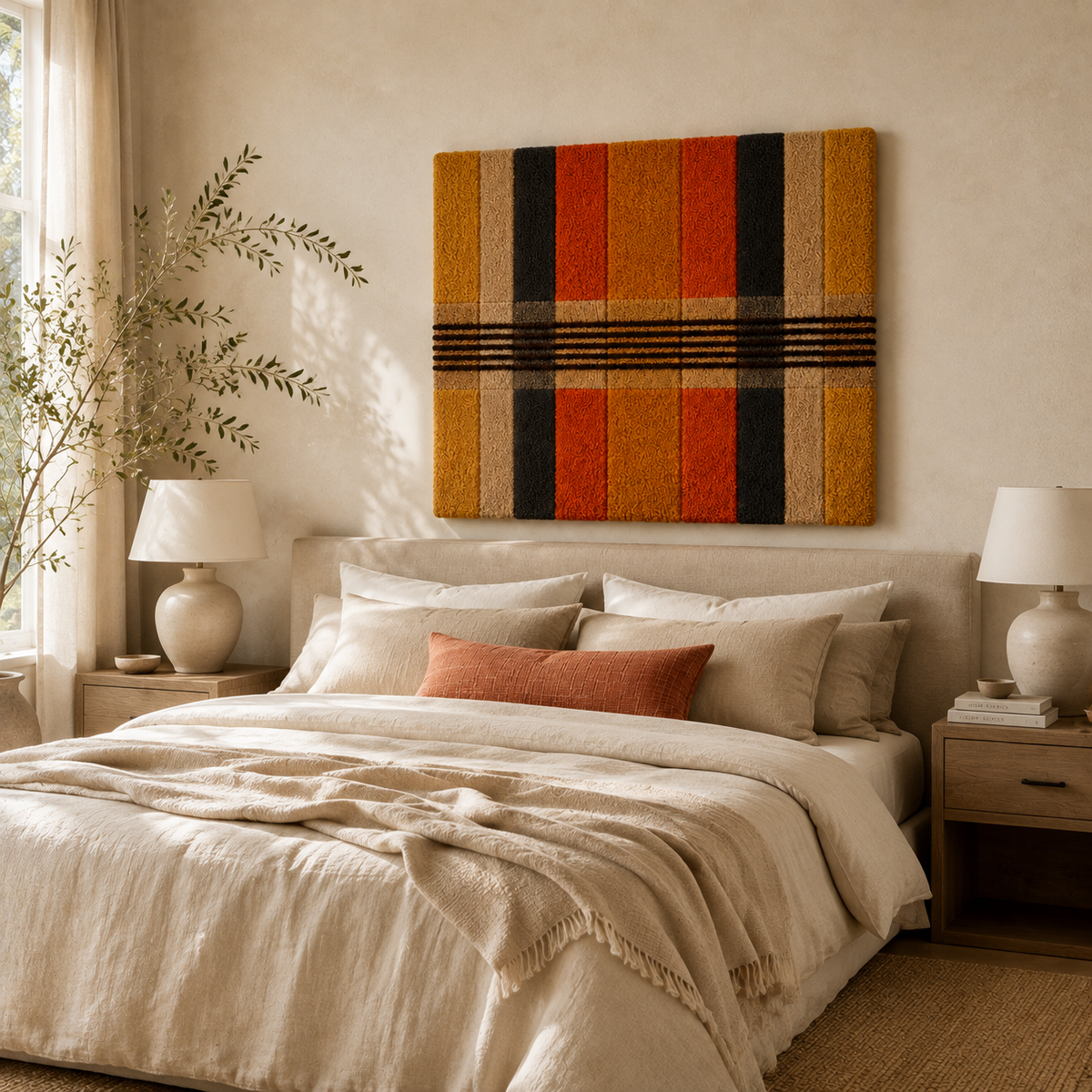Autumn Check wall art by Hewn Earth featuring a warm, checkered autumn-inspired pattern in earthy tones.