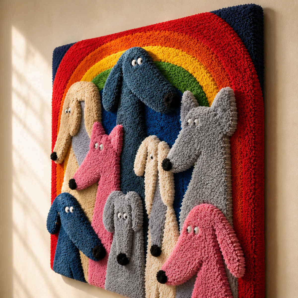 Colorful Rainbow Gathering wall art by Hewn Earth featuring vibrant, abstract design on a canvas for home decor.