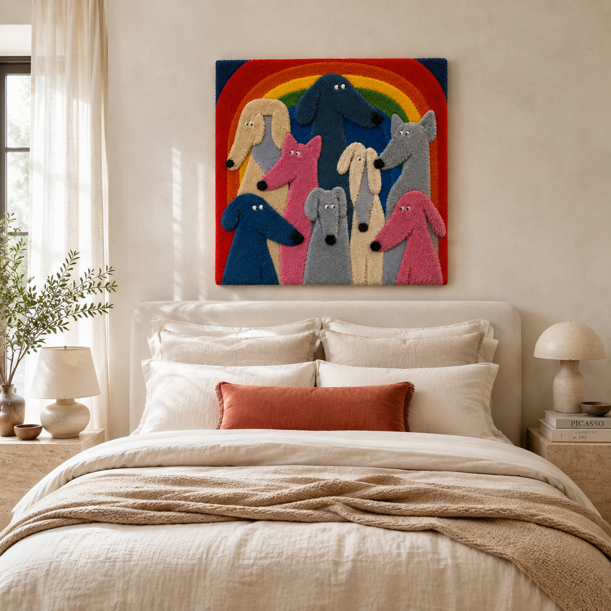 Colorful Rainbow Gathering wall art by Hewn Earth featuring vibrant, artistic rainbow design on a decorative wall art piece.