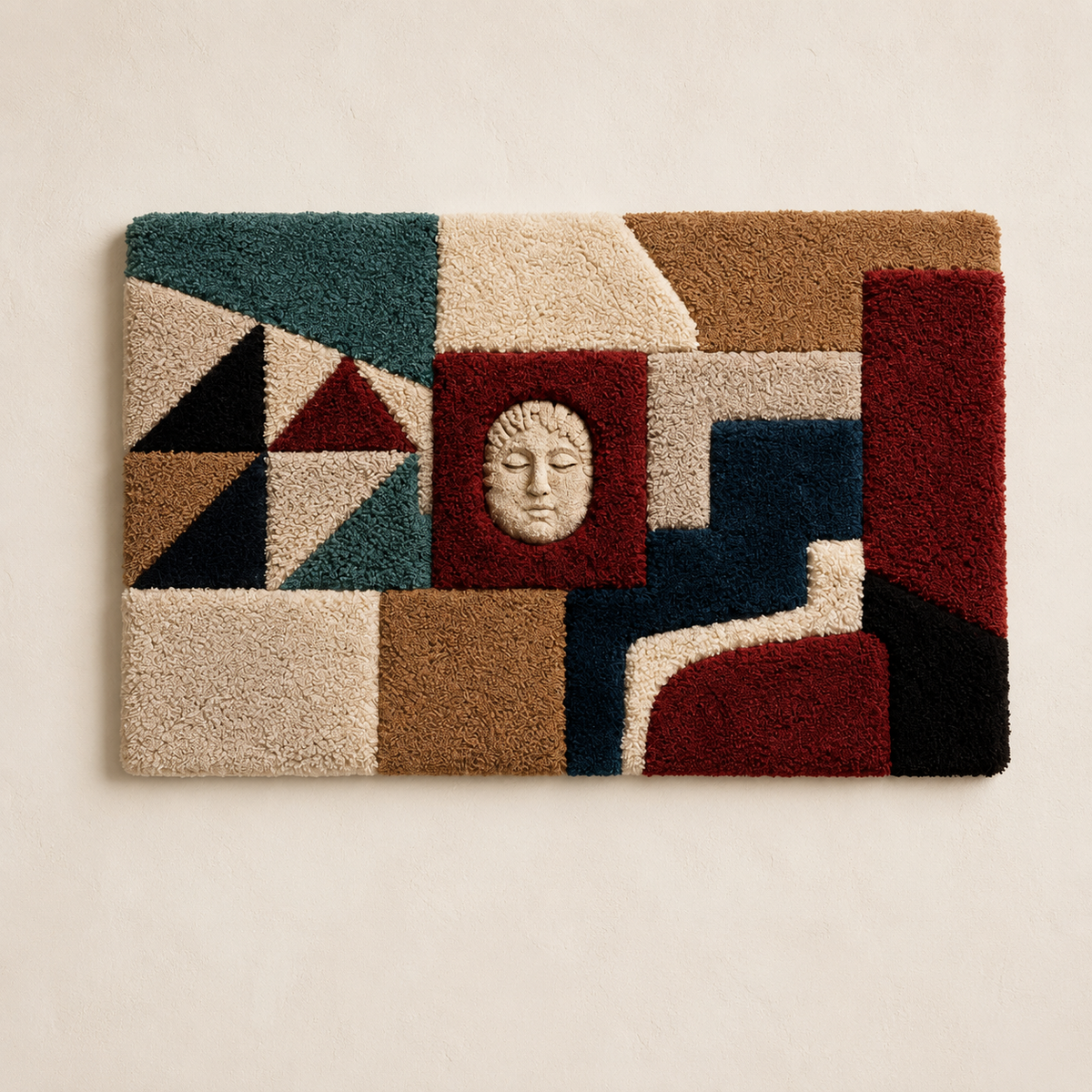 Hewn Earth Midnight Bauhaus Assembly wall art featuring geometric shapes and modern design in dark tones.