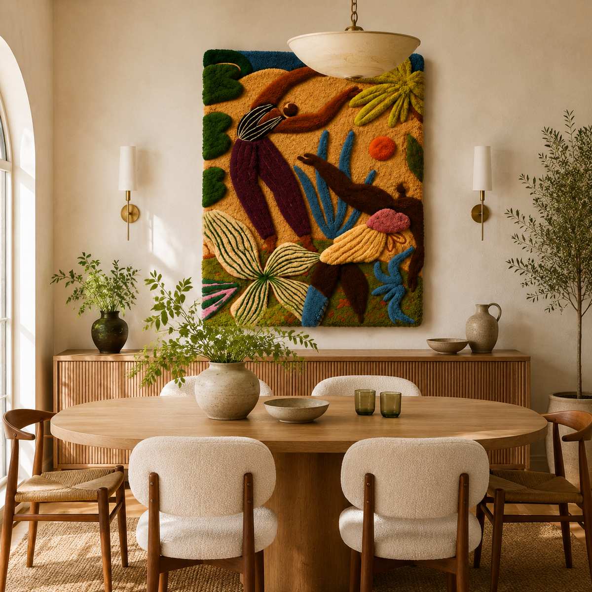 Hewn Earth Wild Garden Canopy wall art featuring intricate botanical design in earthy tones, ideal for wall decor.