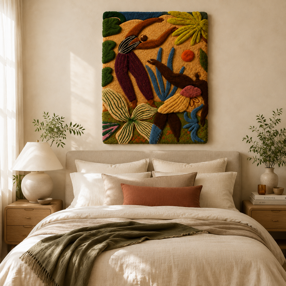 Hewn Earth Wild Garden Canopy wall art featuring lush botanical design with vibrant green foliage and intricate detailing.