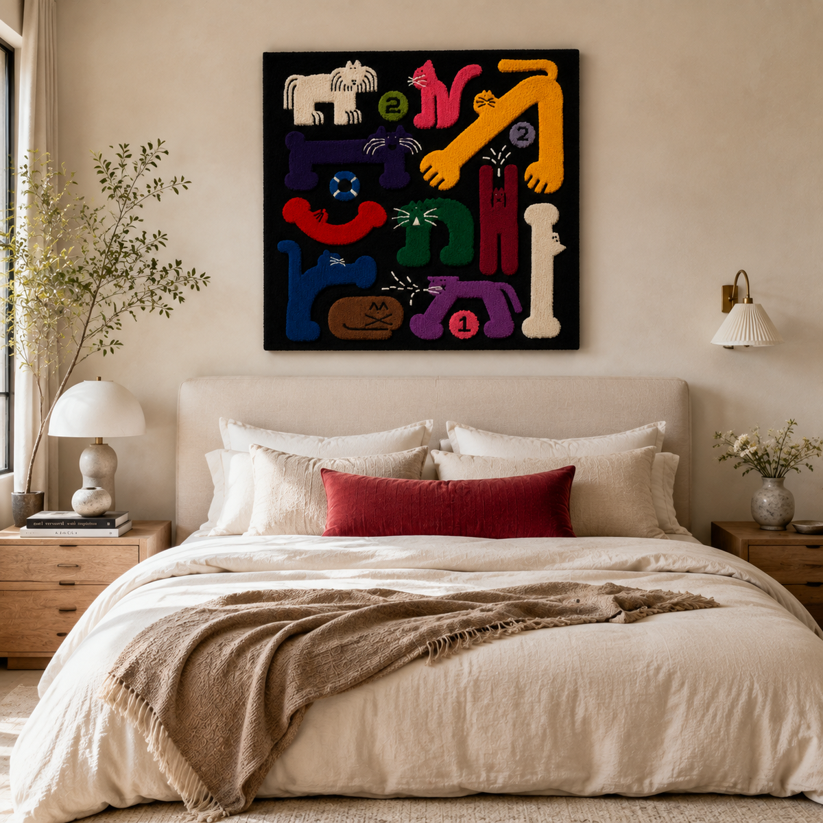 Hewn Earth Game Day Symbols wall art featuring vibrant sports-themed designs on a wooden background.