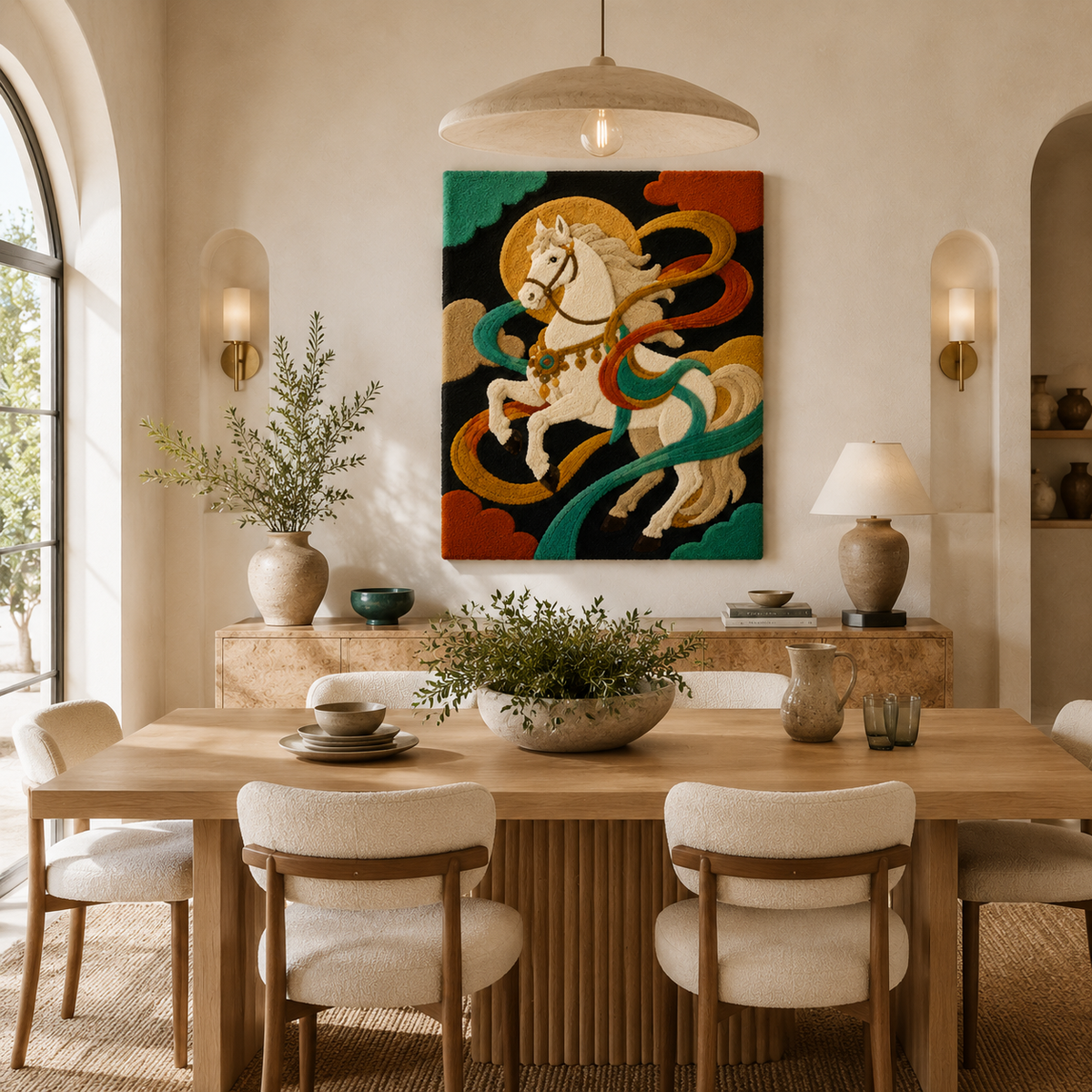 Hewn Earth Cloud Rider wall art featuring a serene cloud design, perfect for modern room decor, displayed on a wall.
